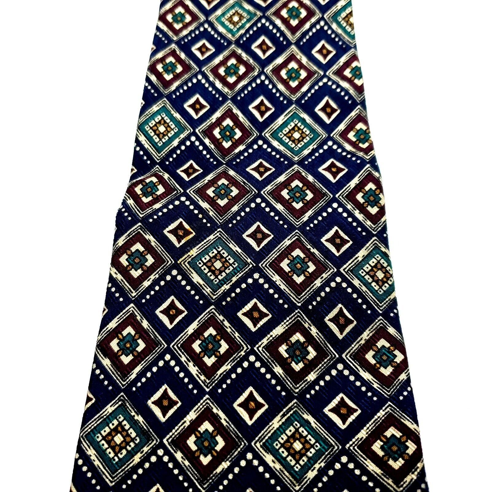 Vintage Preswick Moore Silk Tie Print Blue Geometric Short Wide Size ONE SIZE - 2 Thumbnail