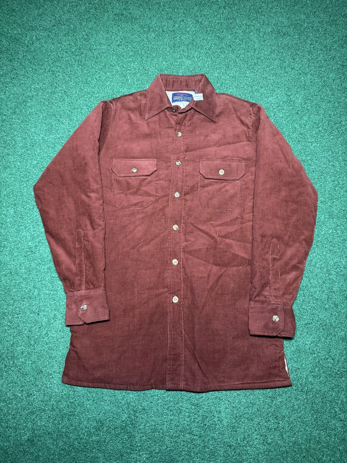Vintage Vintage 80s Corduroy Button Down Quilted Small 20x30 Shirt Size US S / EU 44-46 / 1 - 1 Thumbnail