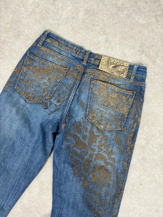 Just Cavalli SS2007 Cavalli Baroque Gold Pattern Blue Denim Jeans Size 26" / US 2 / IT 38 - 7 Thumbnail