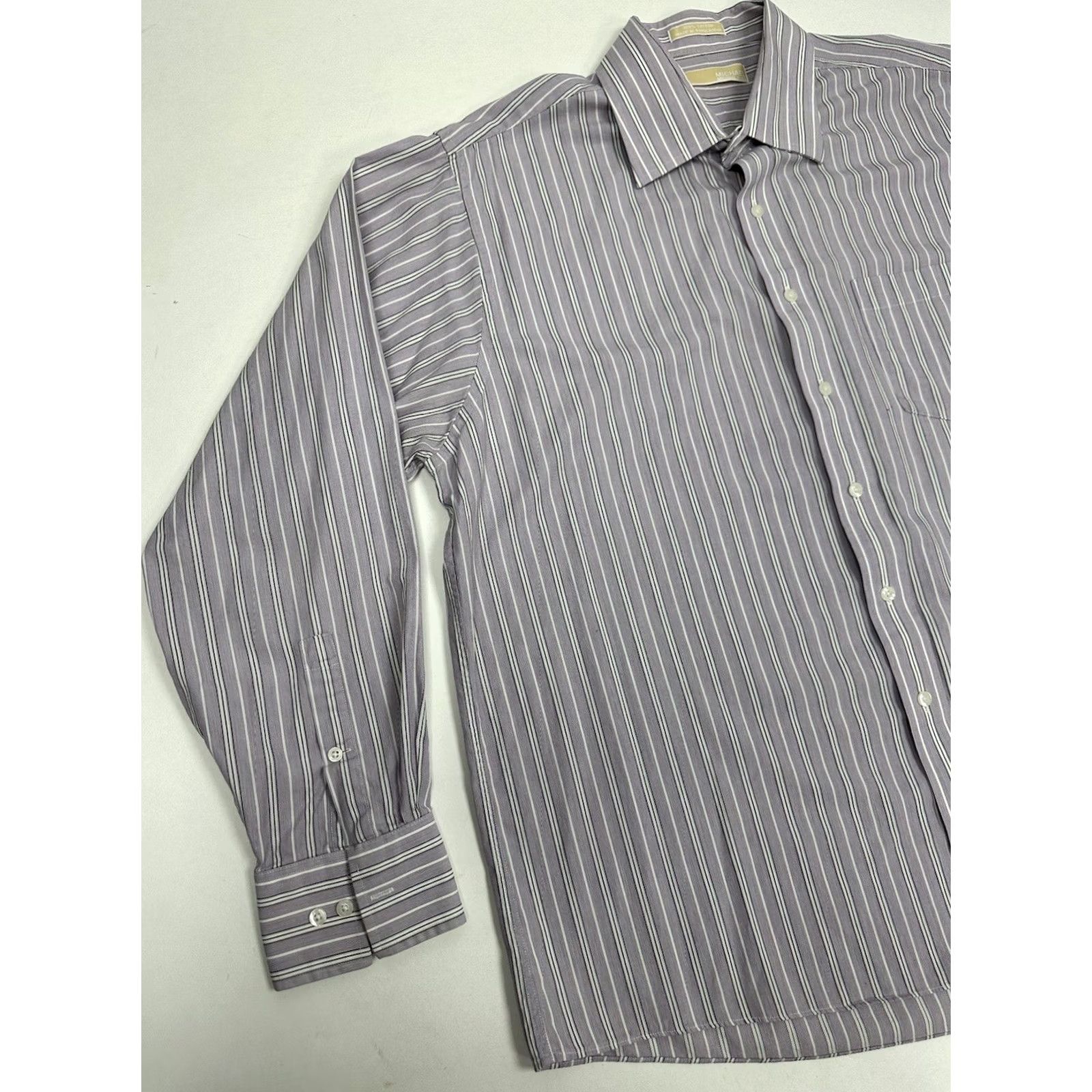 Michael Kors Michael Kors Men's Button Up Shirt Long Sleeve Stripes Plaid Purple 2XL Size US XXL / EU 58 / 5 - 4 Thumbnail
