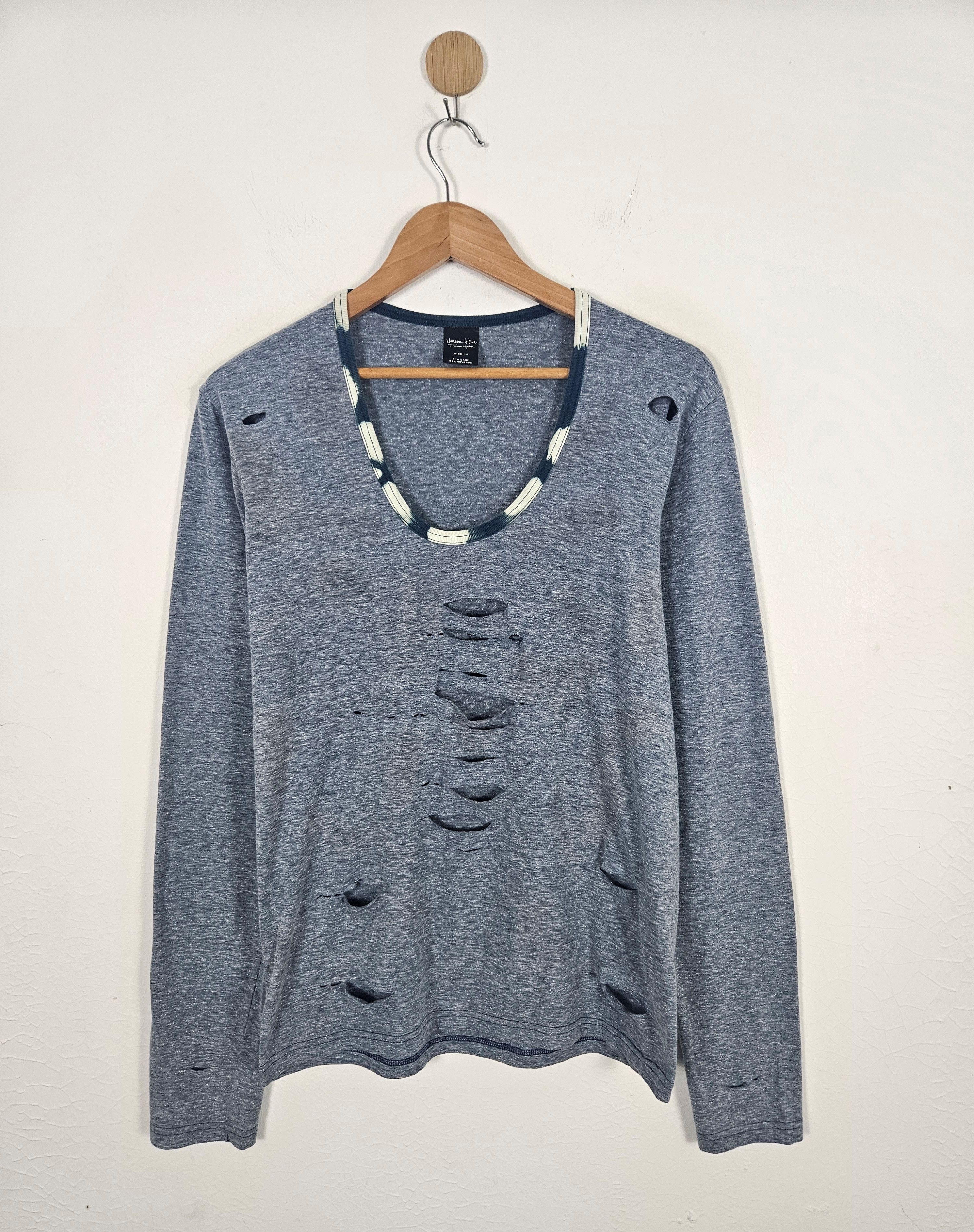 トップス 02ss Number (N)ine Distressed Loose Top Number (N)ine Number (N)ine 2002 SS Modern Age Destroyed T