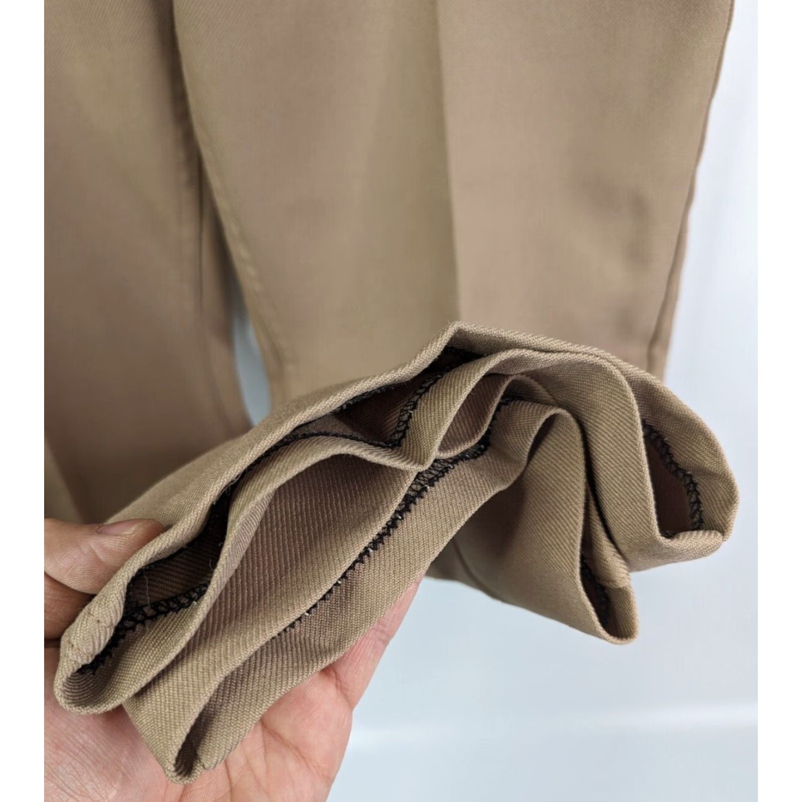 Wrangler Wrangler Mens 36x27 Tan Pant Regular Bootcut USA Made 82682TN Jeans Dress Pants Front Flat Front Polyester Button Logo Regular Fit Brown Men Size US 36 / EU 52 - 4 Thumbnail