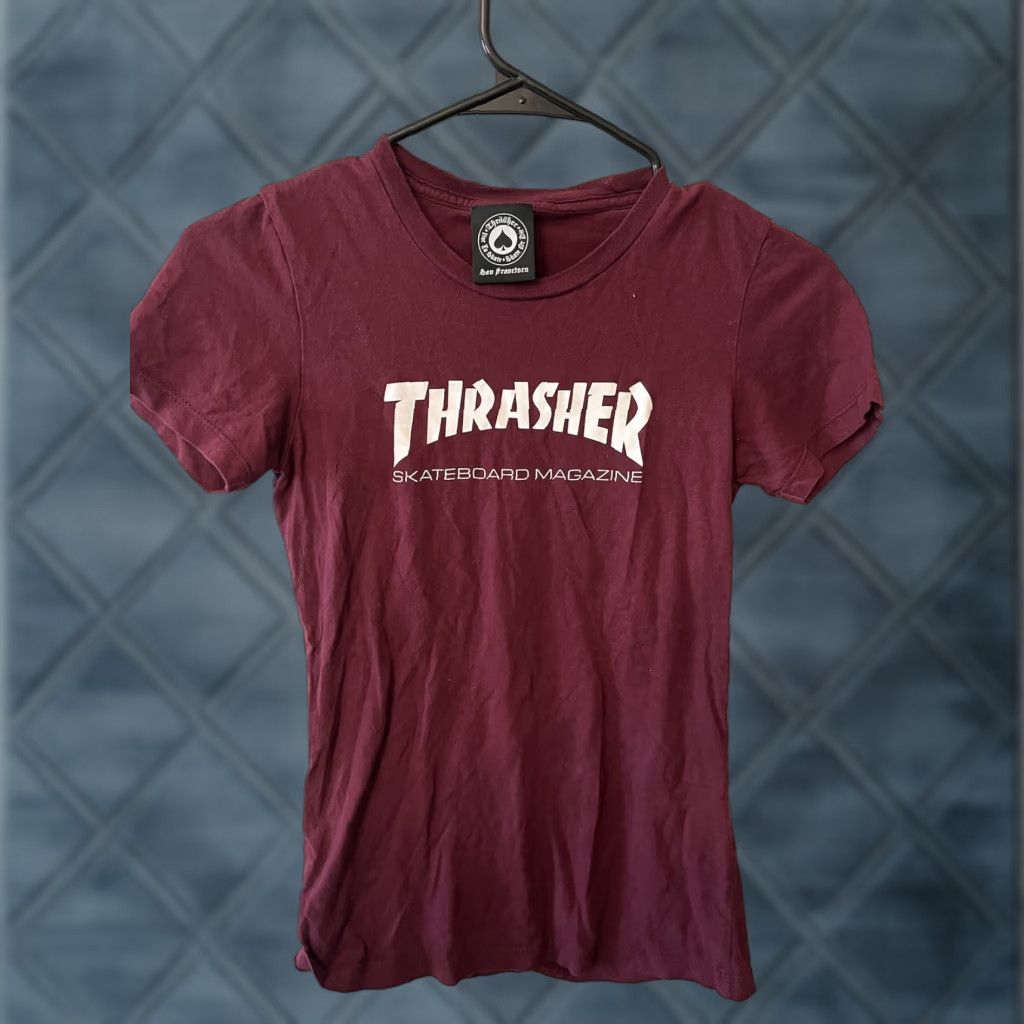 Thrasher VINTAGE Thrasher Magazine T-Shirt Men XS Crew Neck Short Sleeve Cotton Graphic Maroon Outdoors Skateboarding Size US XS / EU 42 / 0 - 1 Thumbnail