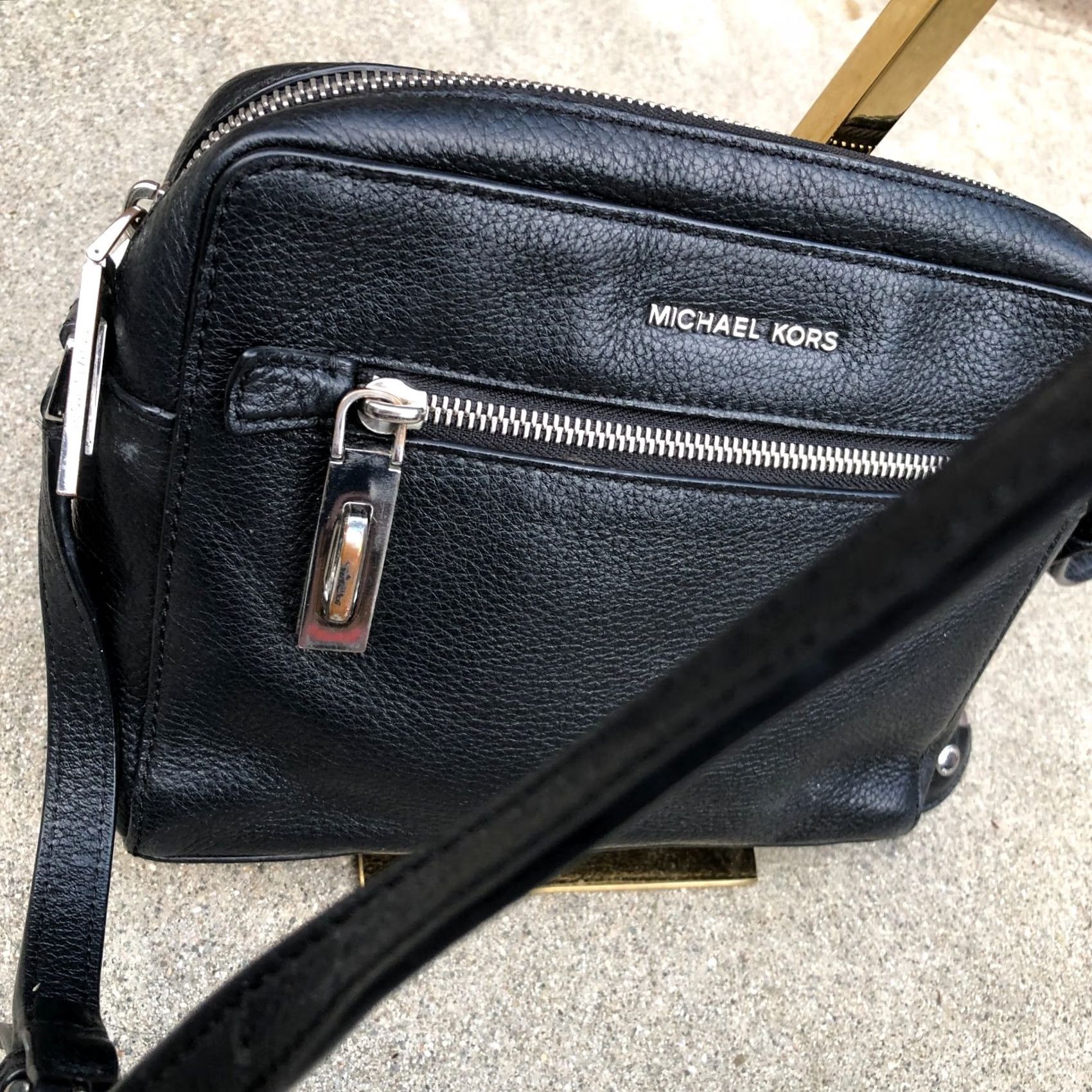 Michael Kors MICHAEL KORS Jet Set Crossbody Pebble Leather Purse Women's Black Zipper Small Bag | Jet Set Travel Size ONE SIZE - 3 Thumbnail