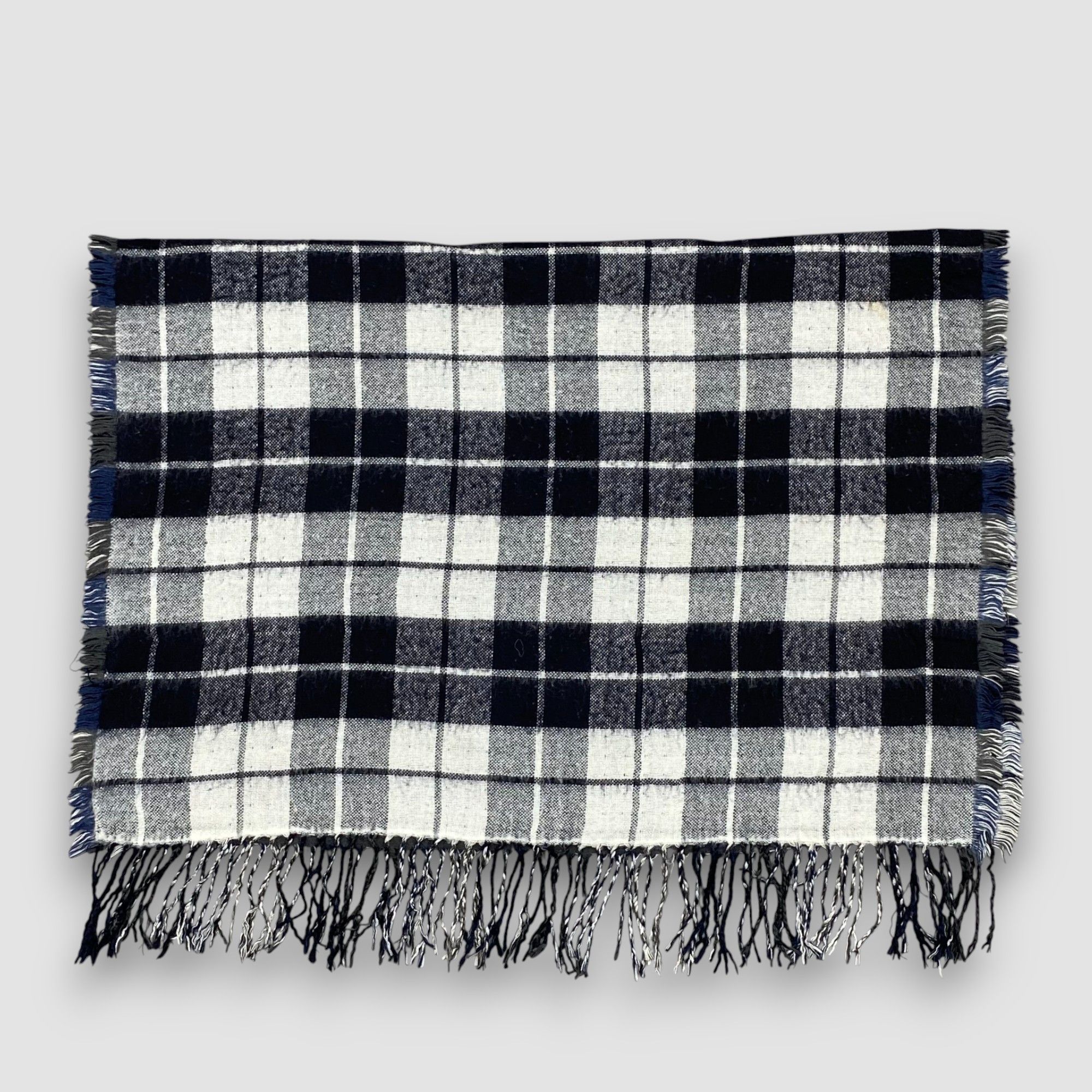 Japanese Brand Vintage PPFM Peyton Place Scarf Muffler Plaid Wool Scarves Size ONE SIZE - 3 Thumbnail