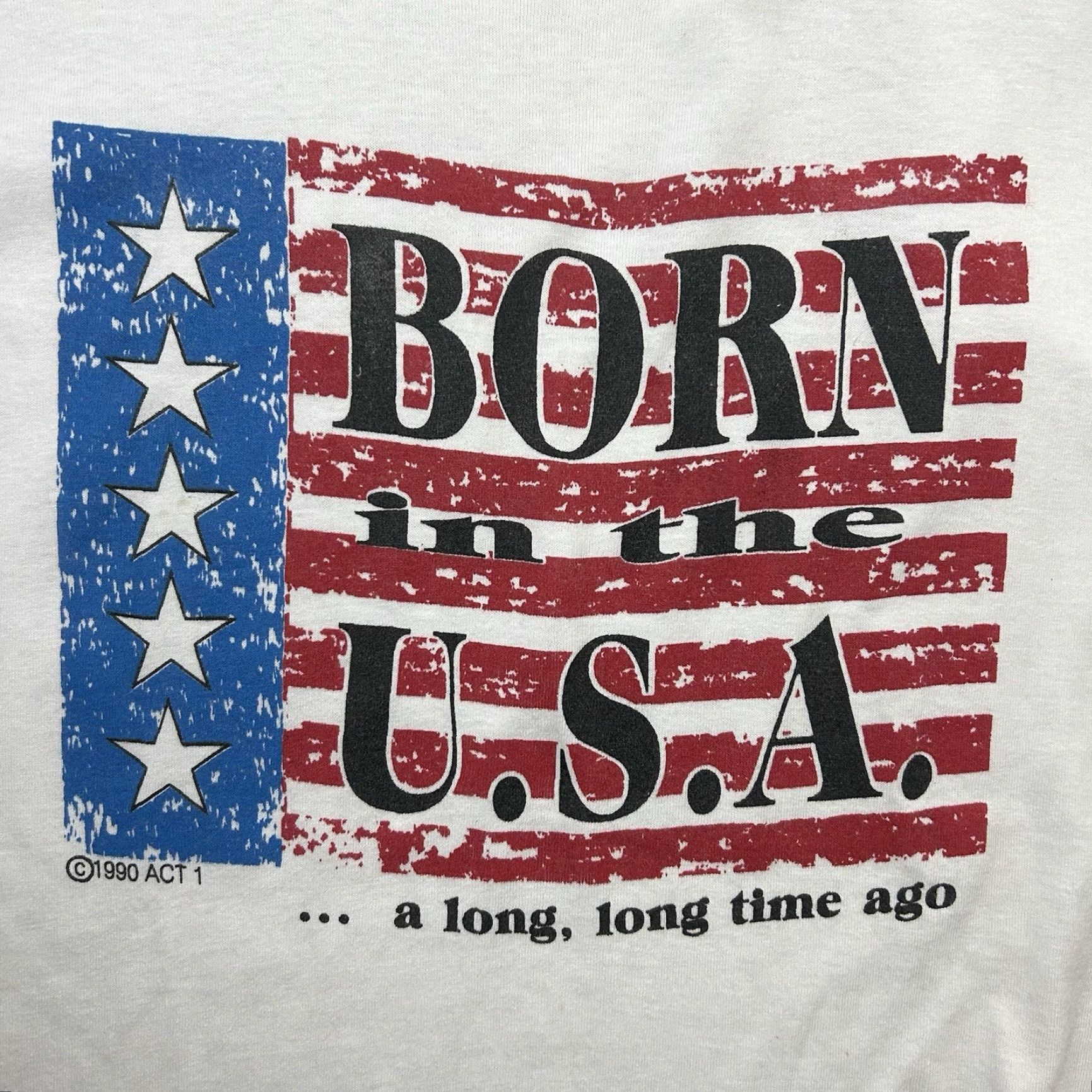 Vintage VINTAGE Born In The USA Shirt XL Adult White Short Sleeve Flag 90s Screen Stars Best T-Shirt Mens Size US XL / EU 56 / 4 - 2 Thumbnail