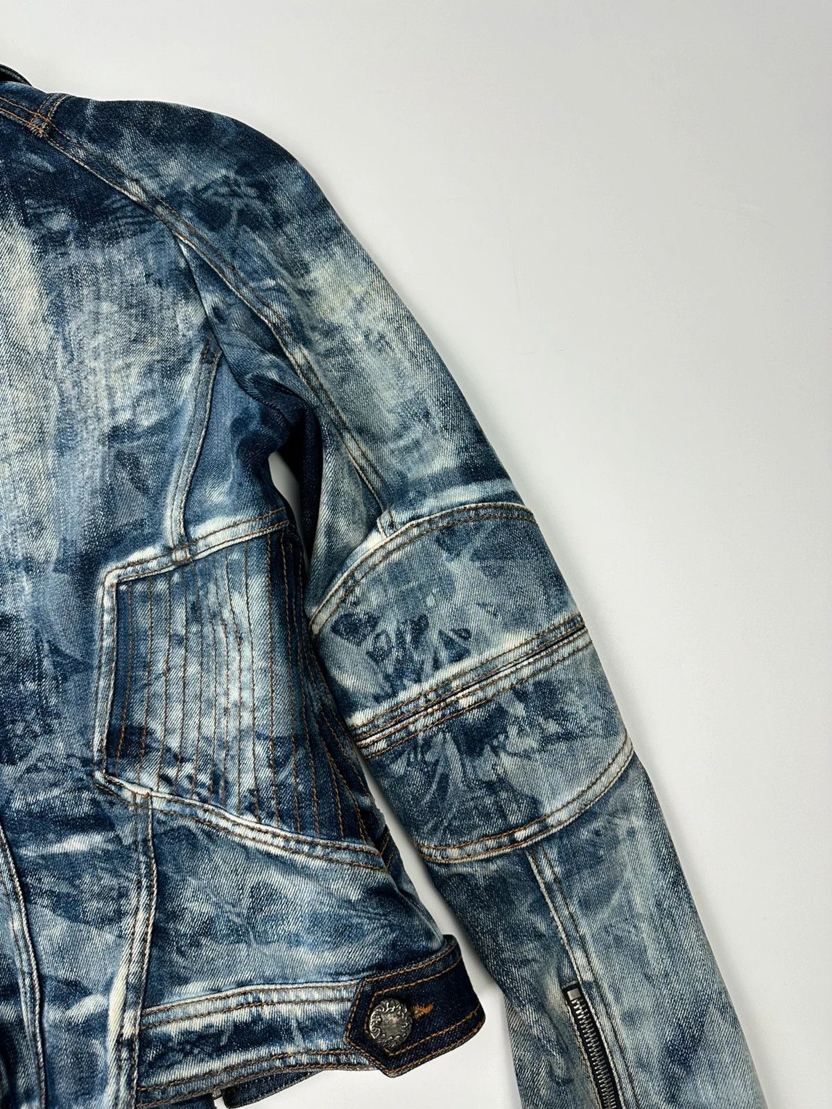 Just Cavalli Just Cavalli 00’s Sky Blue Print Multi Zip Denim Jacket Size S / US 4 / IT 40 - 15 Thumbnail