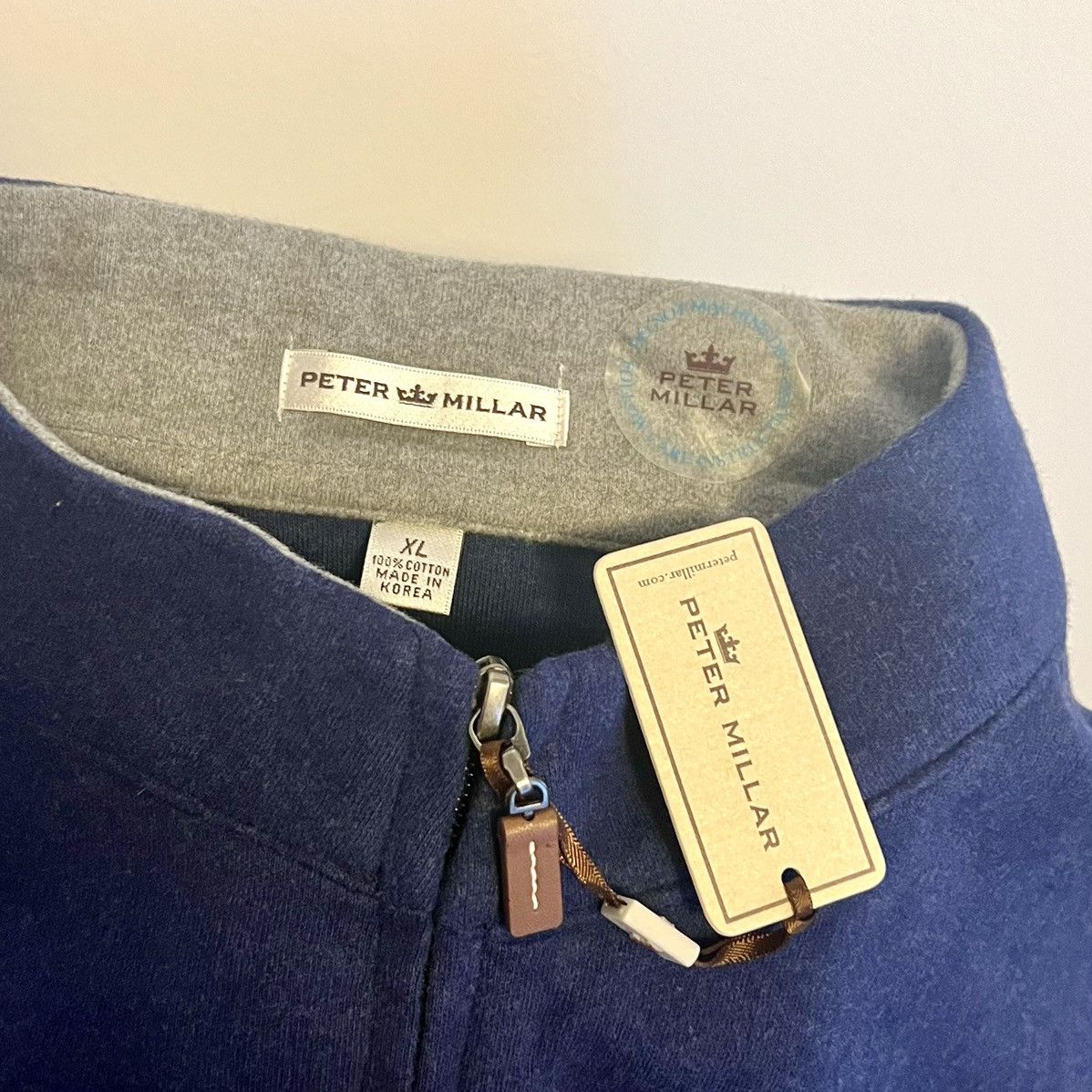 Peter Millar Peter Millar 100% Cotton Full Zip Patriot Navy Logo Vest Size US XL / EU 56 / 4 - 5 Thumbnail