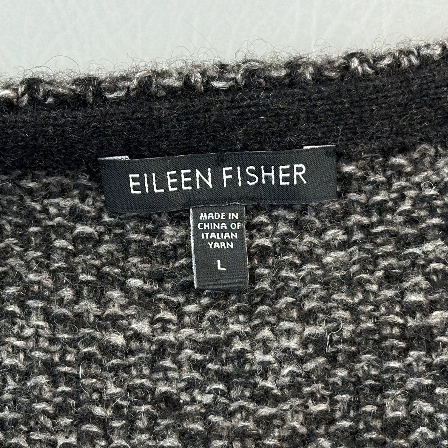Eileen Fisher Eileen Fisher Sweater Womens Large Wool Yak Leather Trim Textured Knit Cardigan Size L / US 10 / IT 46 - 5 Thumbnail