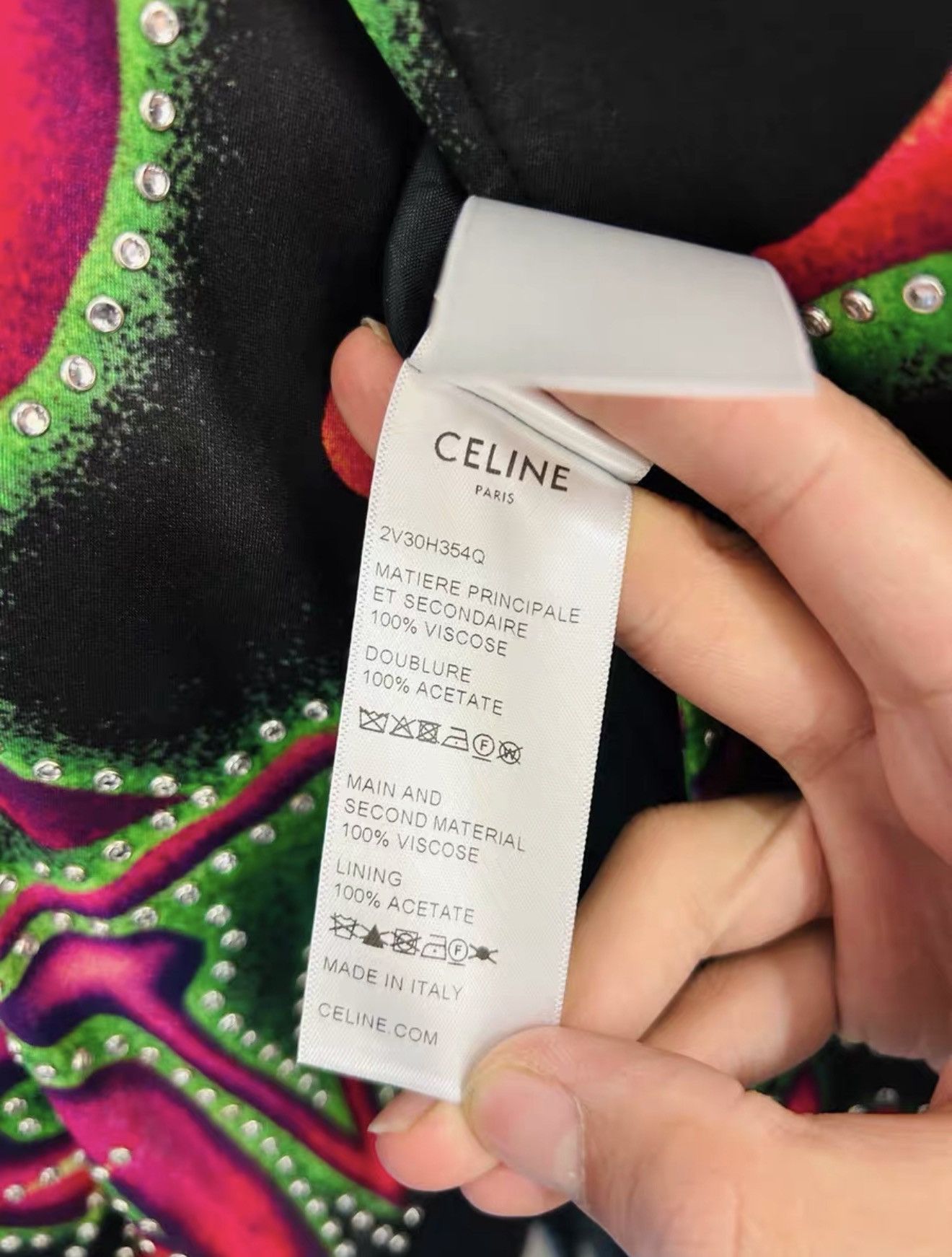 Celine Celine Rock Rhinestone Love Colorful Silk Varsity Jacket Size US L / EU 52-54 / 3 - 7 Thumbnail