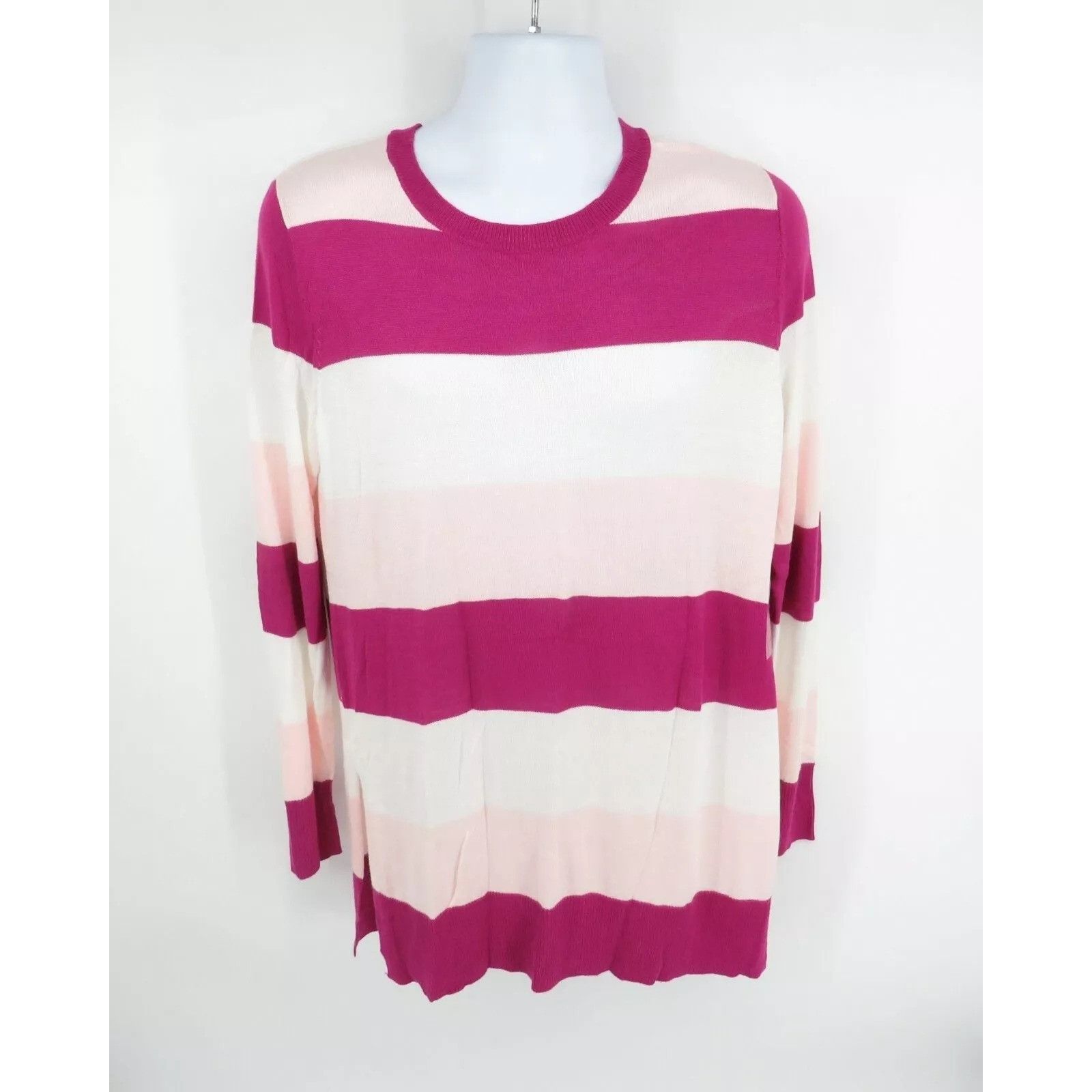 Other Maison Jules Women's Large Striped Sweater Pink & White NWT Size L / US 10 / IT 46 - 1 Thumbnail