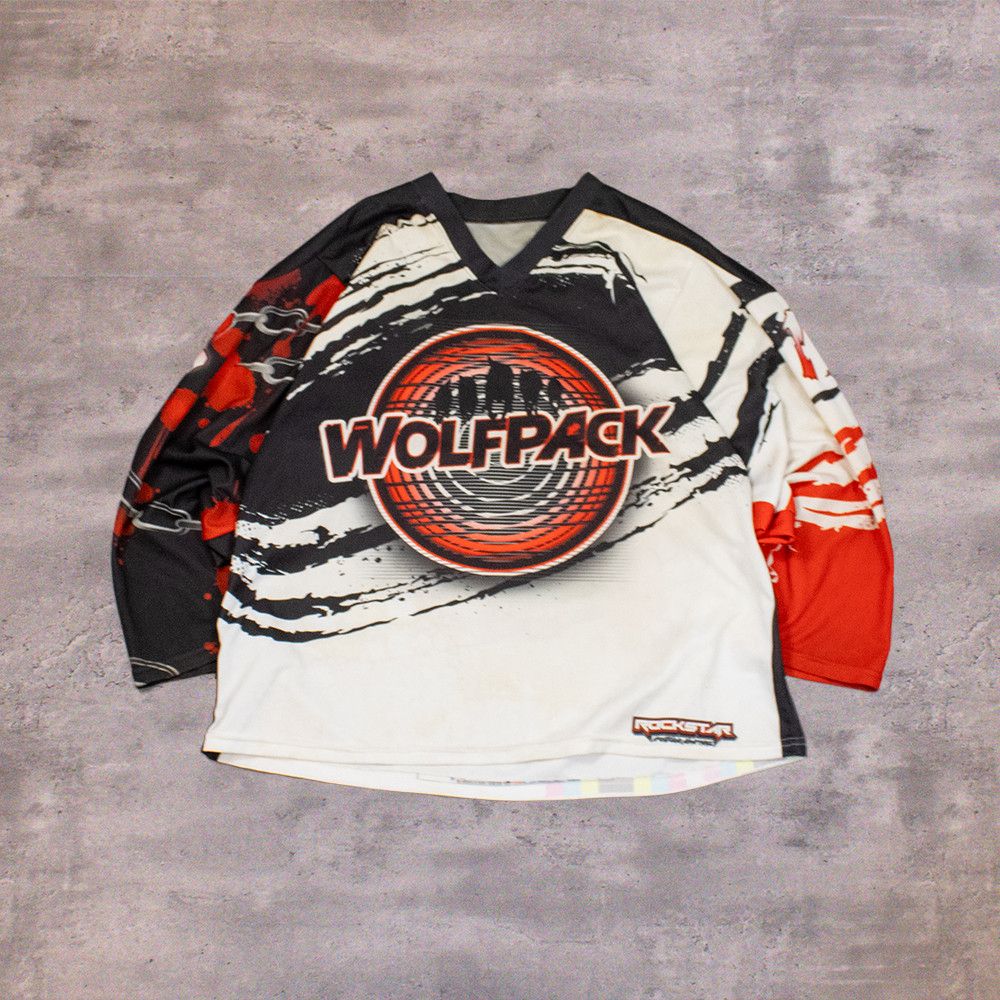 Japanese Brand Y2K 2000's 00's Wolfpack AOP Moto Racing Hockey Jersey Size US M / EU 48-50 / 2 - 1 Thumbnail