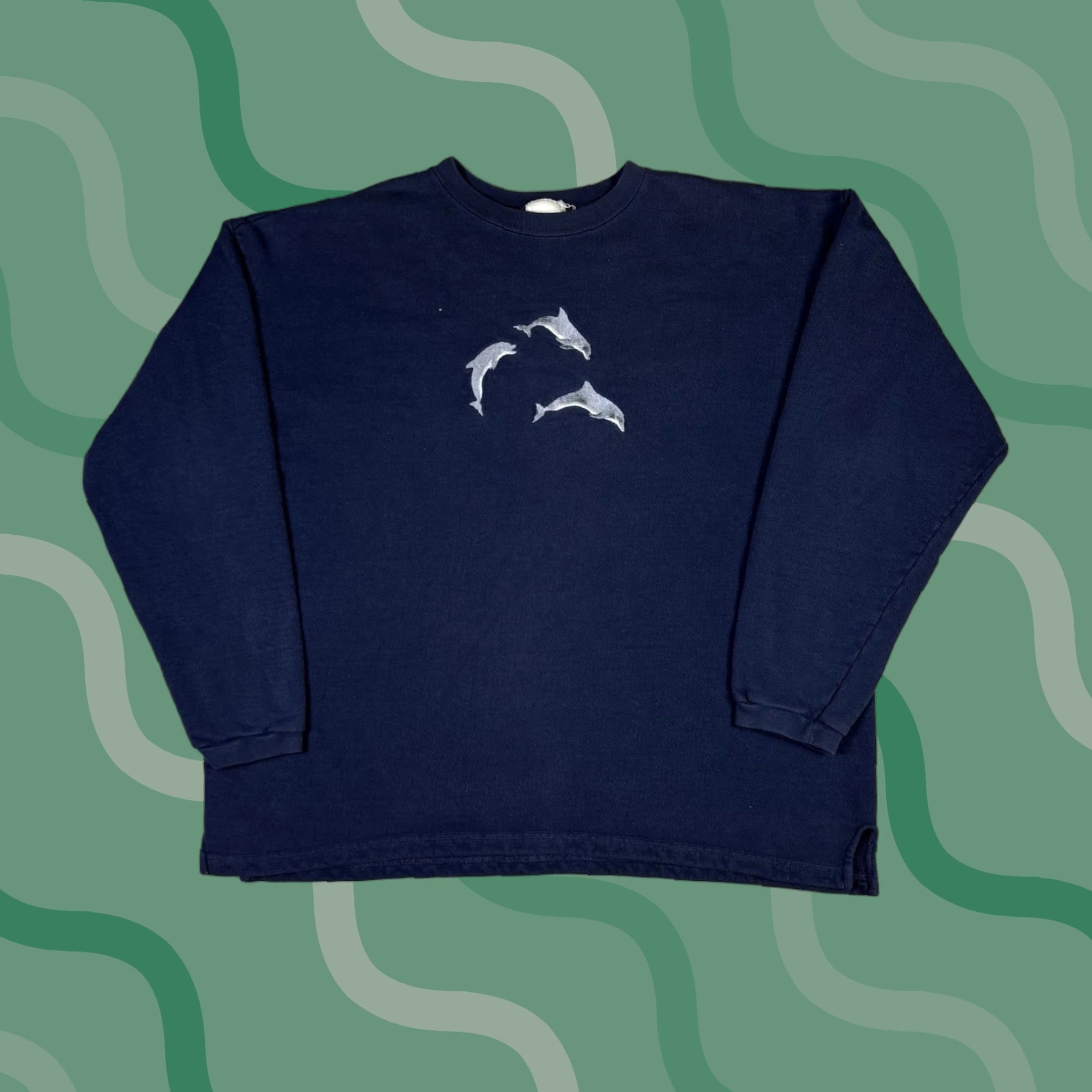 Vintage VINTAGE Dolphins Embroidered Sweatshirt Animal Nature Wildlife Ocean Crewneck XL Size US XL / EU 56 / 4 - 1 Thumbnail