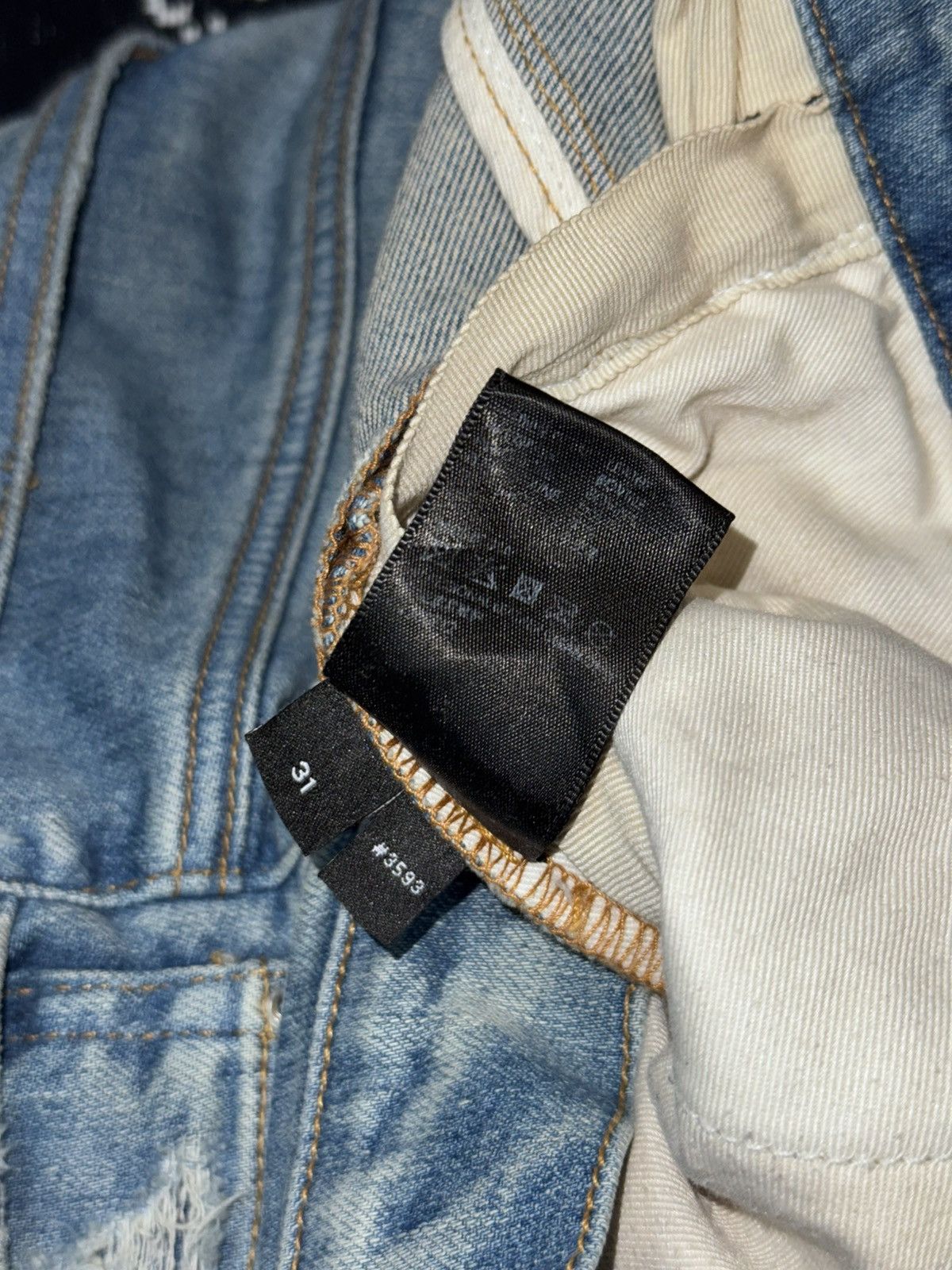 Amiri AMIRI BLUE DISTRESSED TRASHED JEANS Size US 31 - 18 Thumbnail