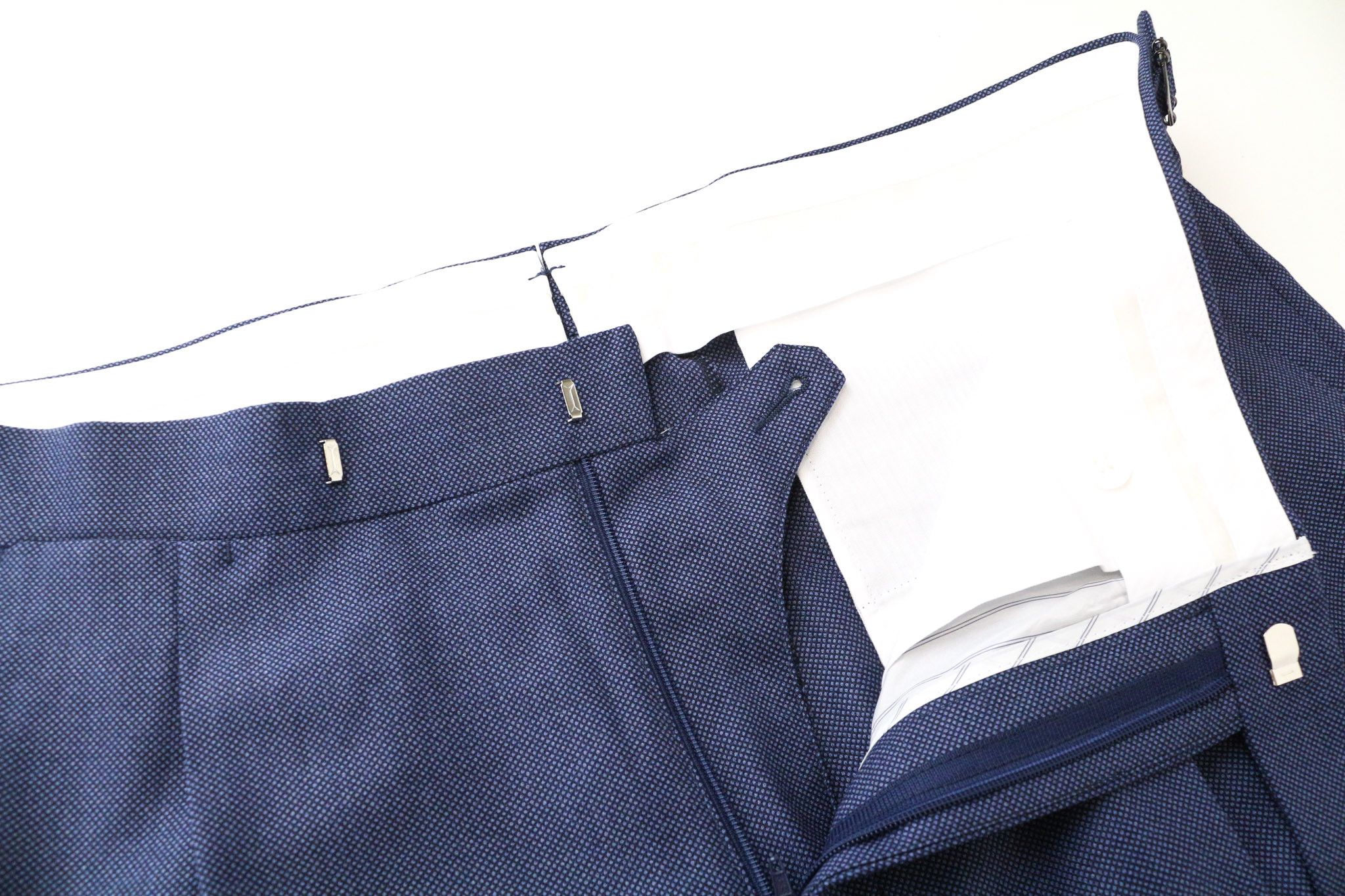 Suitsupply BRESCIA UK42S Blue Wool Pleated Trousers 76205 Size 42S - 3 Thumbnail
