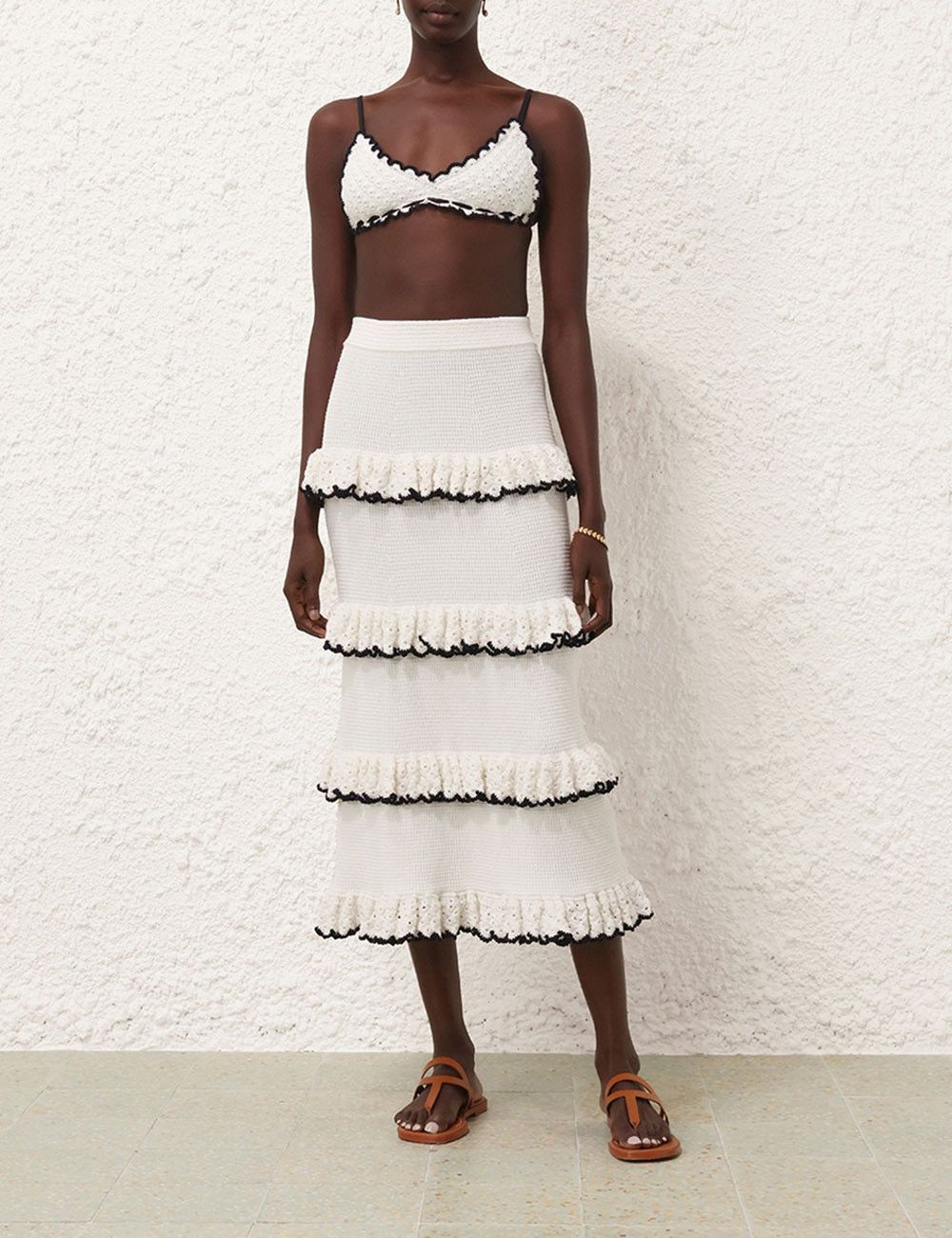 Zimmermann oc11z0625 Halliday Scallop Frill Skirt in White Size 28" / US 6 / IT 42 - 6 Thumbnail