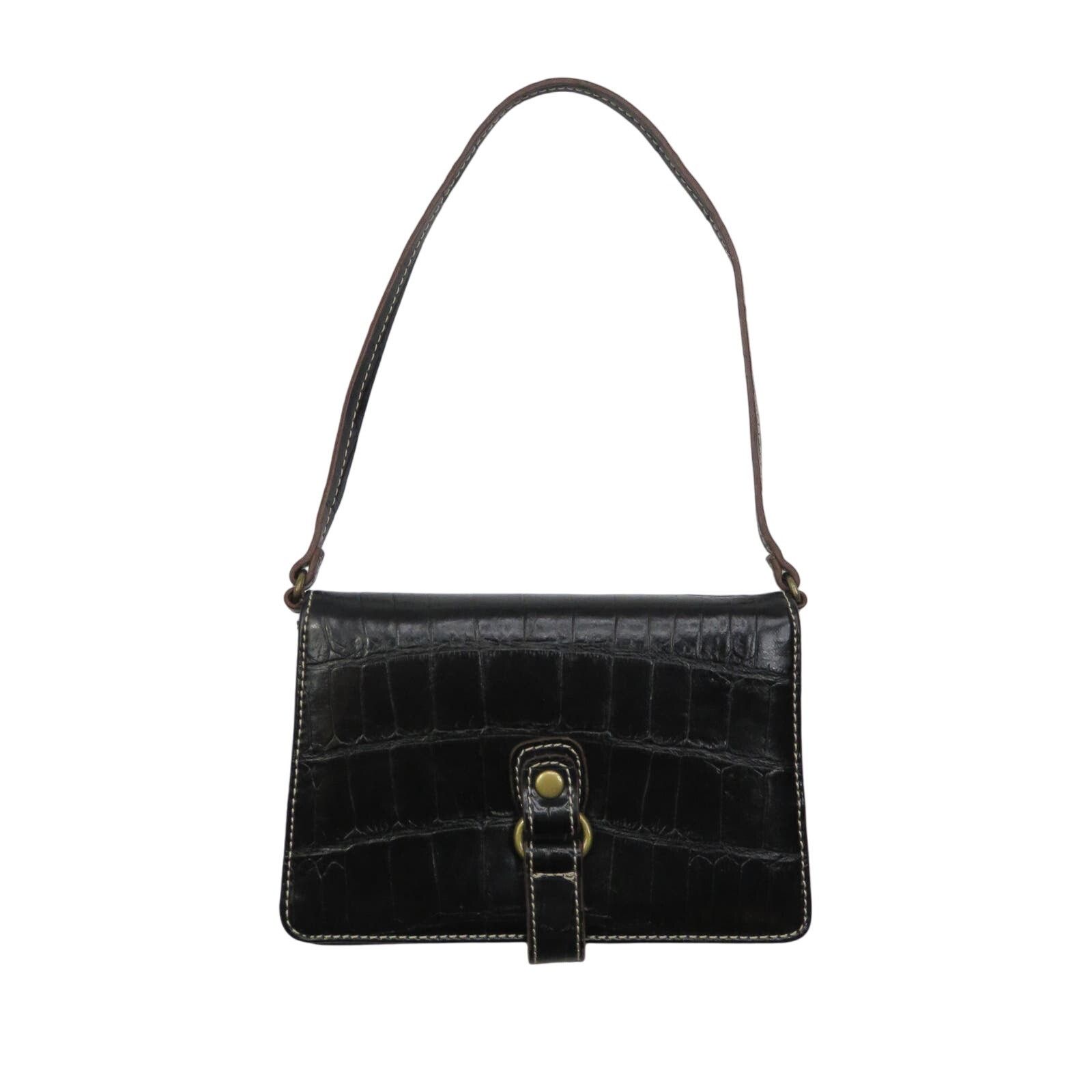 Y2K Nine West Vintage Black Alligator Mini Bag Faux Leather, Women's