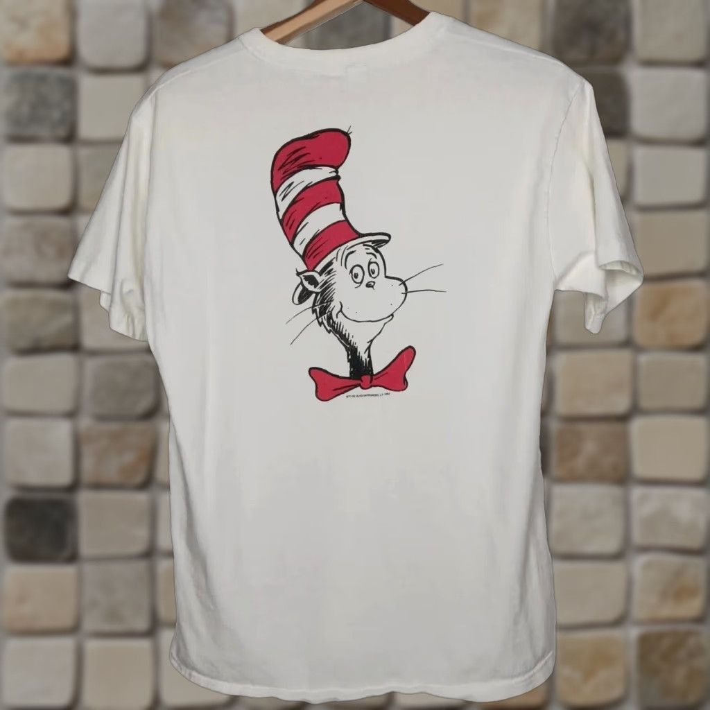 Vintage VINTAGE Dr Seuss Cat in The Hat Shirt Short Sleeve White Small Single Stitch USA Made READ Shirt Mens T-Shirt Cat in the hat Read Reading 1990s Size US S / EU 44-46 / 1 - 1 Thumbnail