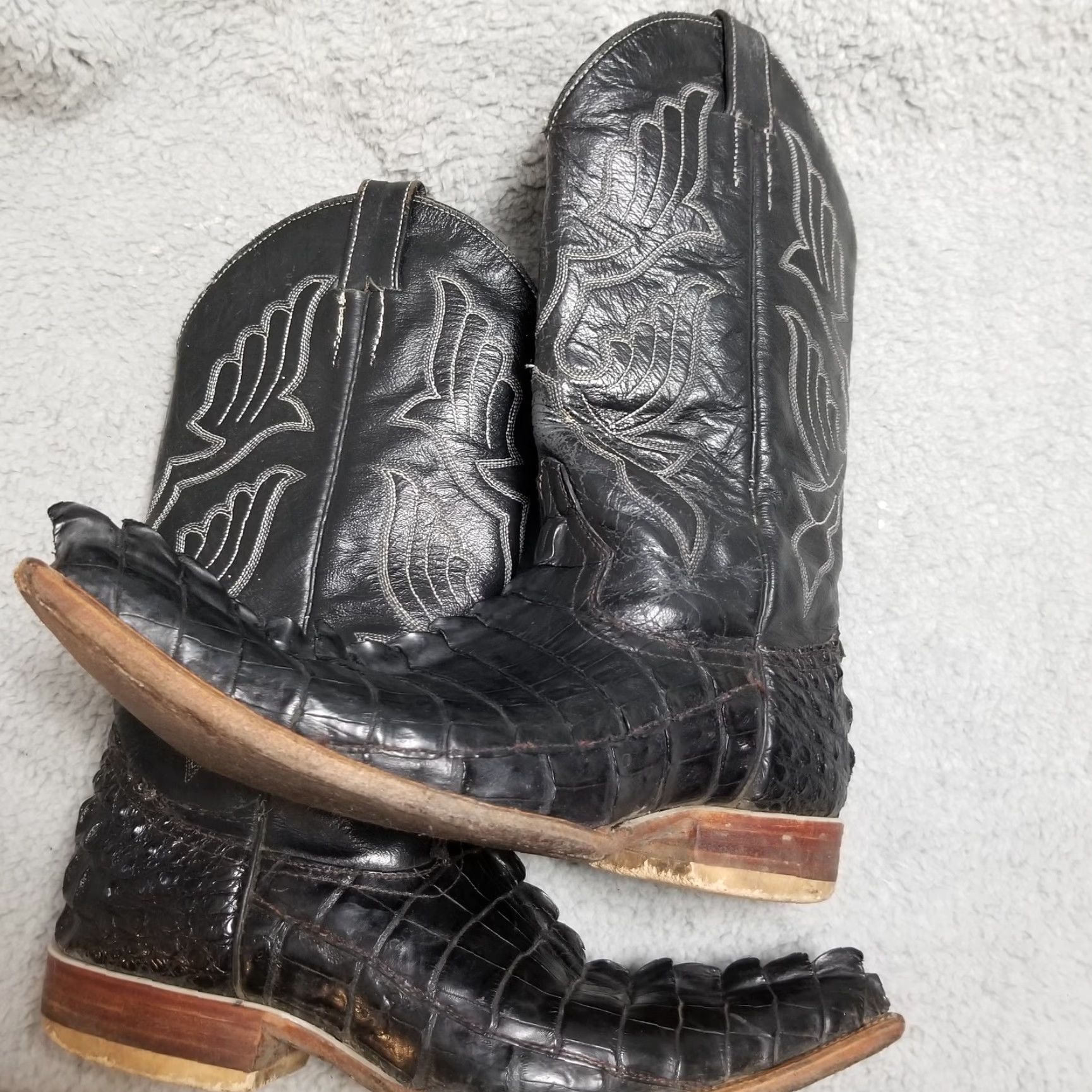 Vintage Vintage Mens Cowboy Boots Size 8.5 Black Alligator Leather Western Rodeo 90s Size US 9 / EU 42 - 2 Thumbnail