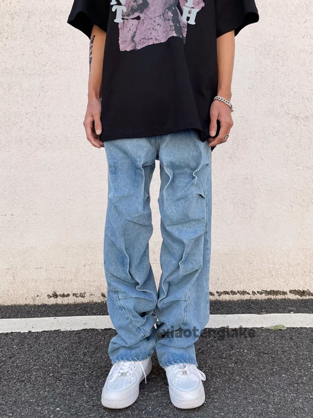 Jean xz vintage washed faded loose baggy hiphop patchwork jeans Size US 32 / EU 48 - 5 Thumbnail