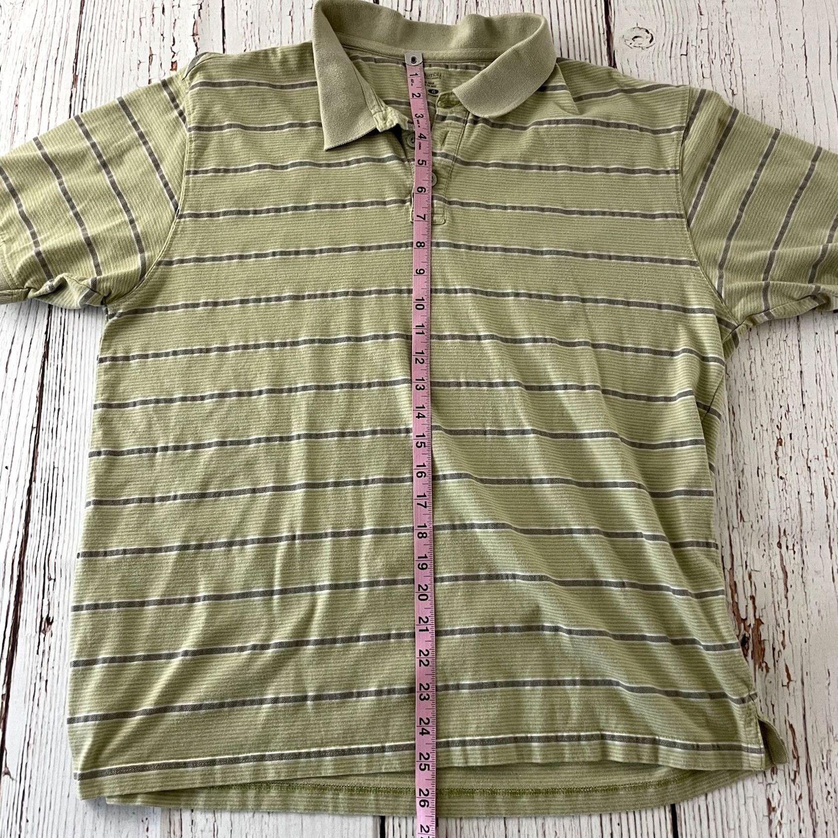 Vintage Columbia Short Sleeve Striped Button Front Polo Shirt Men's Large Green Size US L / EU 52-54 / 3 - 4 Thumbnail