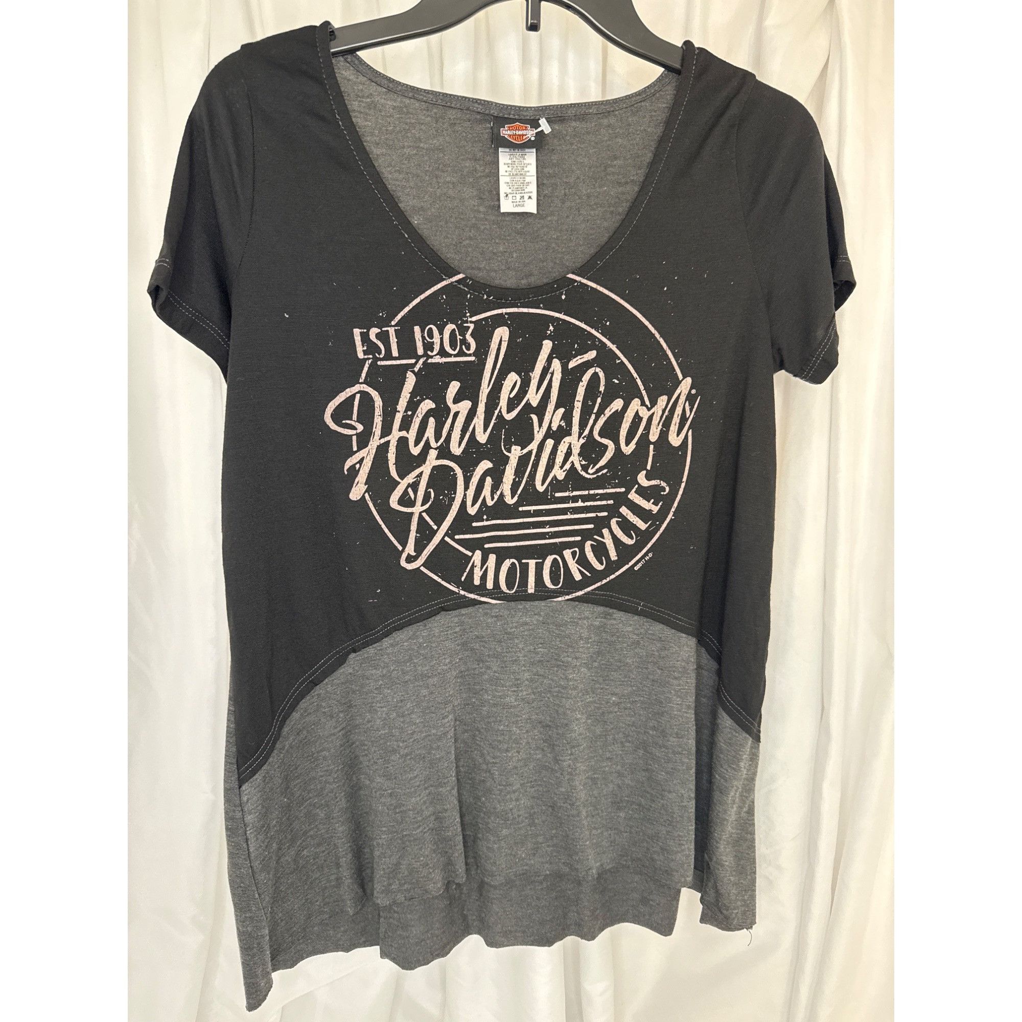Harley Davidson Harley-Davidson Womens Scoop Neck Graphic T-Shirt Size L Bla Size L / US 10 / IT 46 - 1 Thumbnail