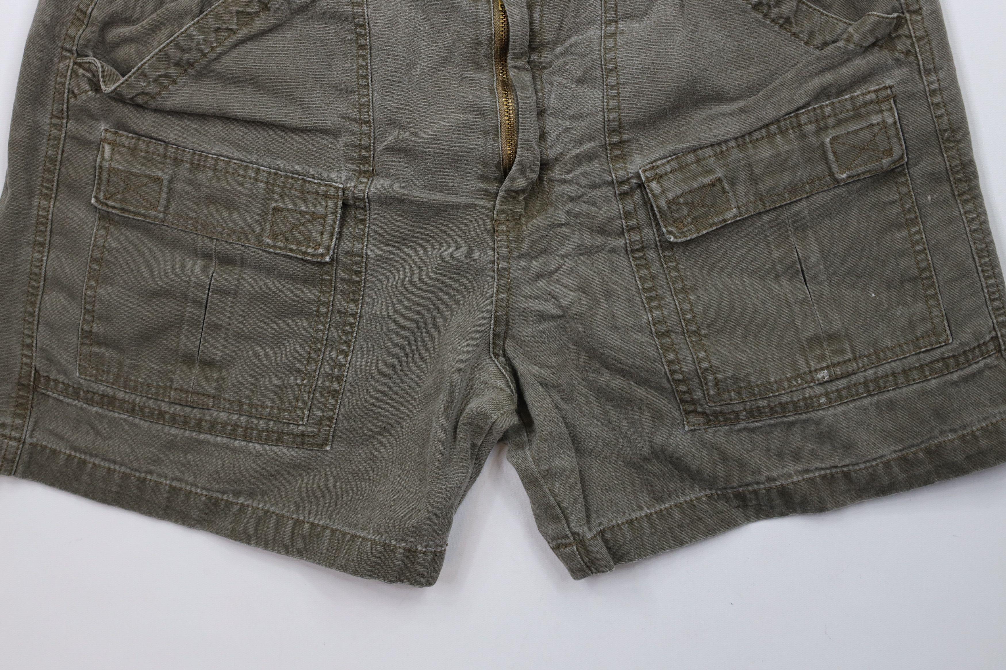 Vintage Vintage 90s Streetwear Knee Stonewash Cargo Shorts Green Size US 36 / EU 52 - 4 Thumbnail