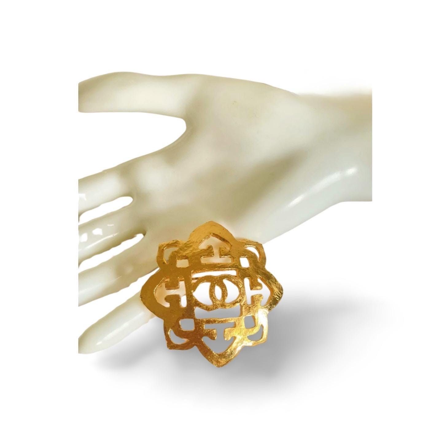 Chanel Vintage CHANEL Golden emblem design, brooch with CC mark. Size ONE SIZE - 9 Thumbnail