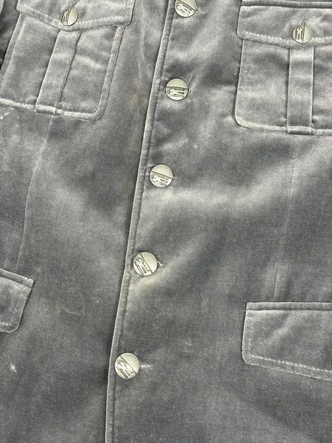Karl Lagerfeld Lagerfeld Grey Cotton Officer Buttoned Blazer Jacket Size 42R - 9 Thumbnail