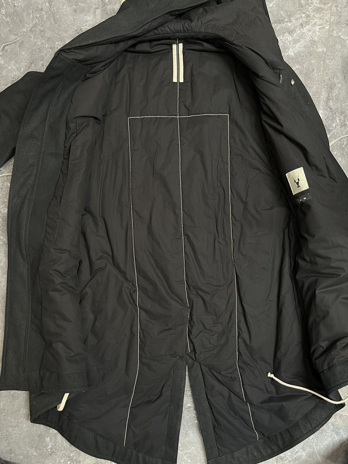 Rick Owens RICK OWENS Padded Fishtail Parka in Black Denim Size US S / EU 44-46 / 1 - 5 Thumbnail