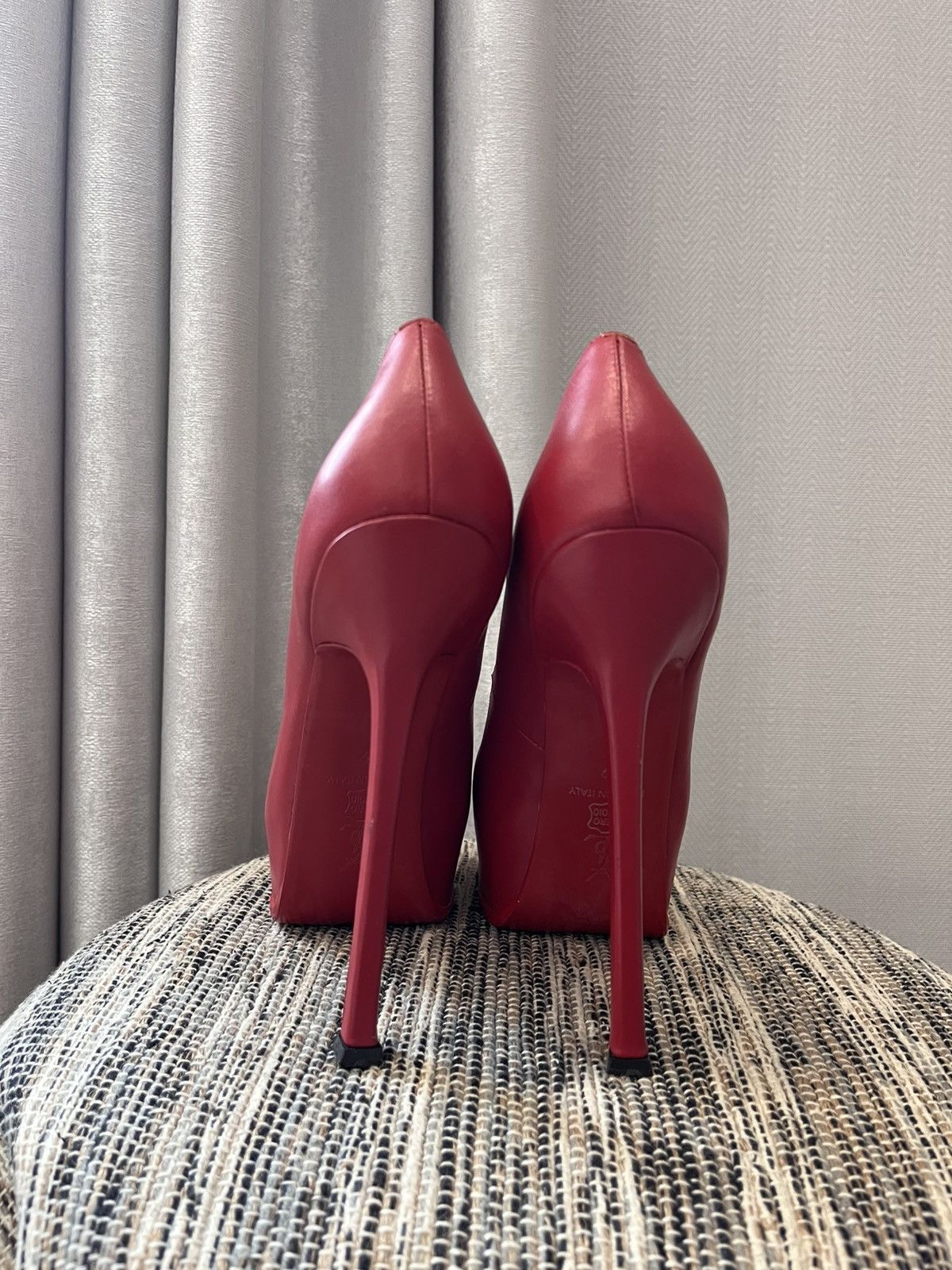 Vintage × Yves Saint Laurent Vintage Yves Saint Laurent high Heels Red Leather shoes Size US 9 / IT 39 - 3 Thumbnail