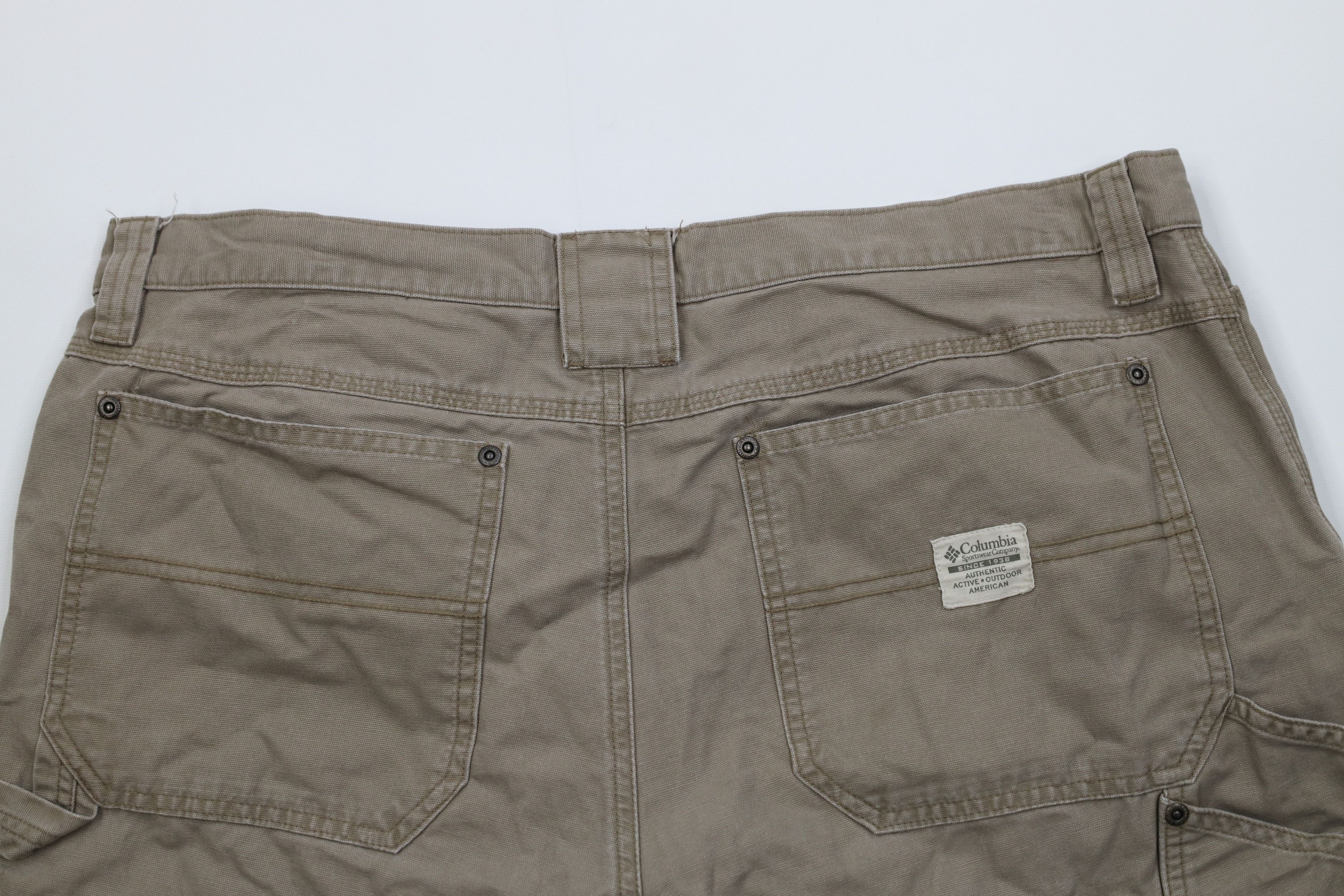 Columbia Vintage Y2K Columbia Above Knee Dungaree Shorts Beige Cotton Size US 38 / EU 54 - 9 Thumbnail