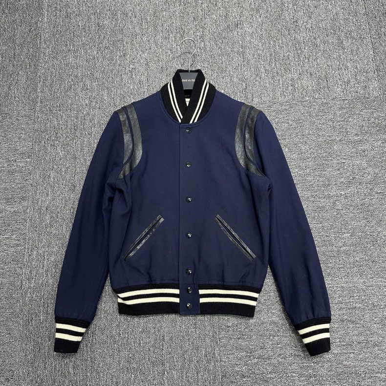 Saint Laurent Paris Saint Laurent Paris Blue and black patchwork baseball unif Size US S / EU 44-46 / 1 - 1 Thumbnail