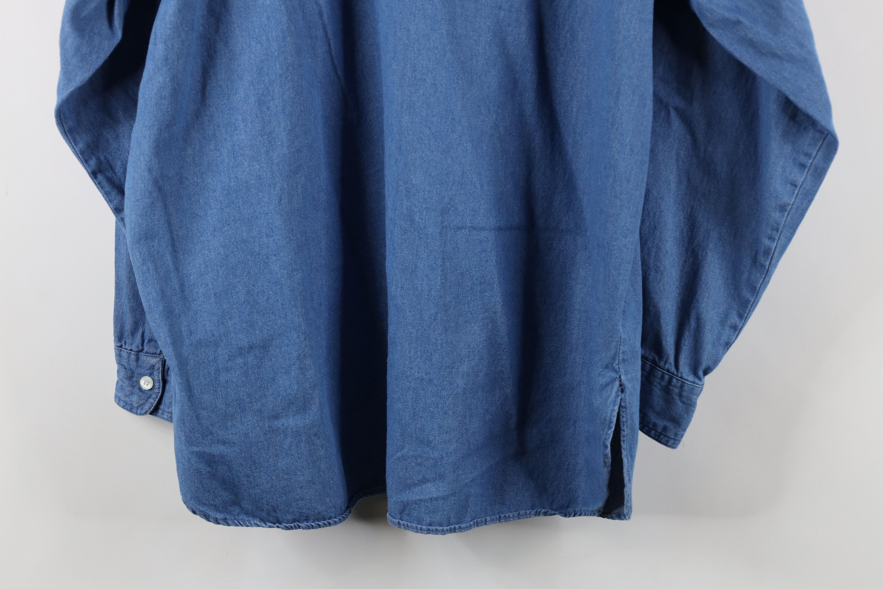 Vintage Vintage 90s Streetwear Collared Denim Jean Button Shirt Blue Size US XL / EU 56 / 4 - 12 Thumbnail