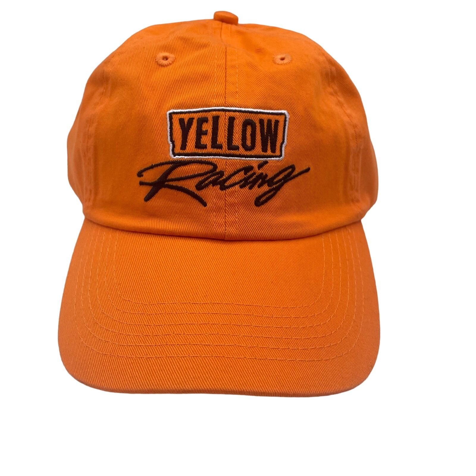 Other Yellow Racing Hat Cap Orange Canvas Adjustable Mens Unisex Size ONE SIZE - 1 Thumbnail