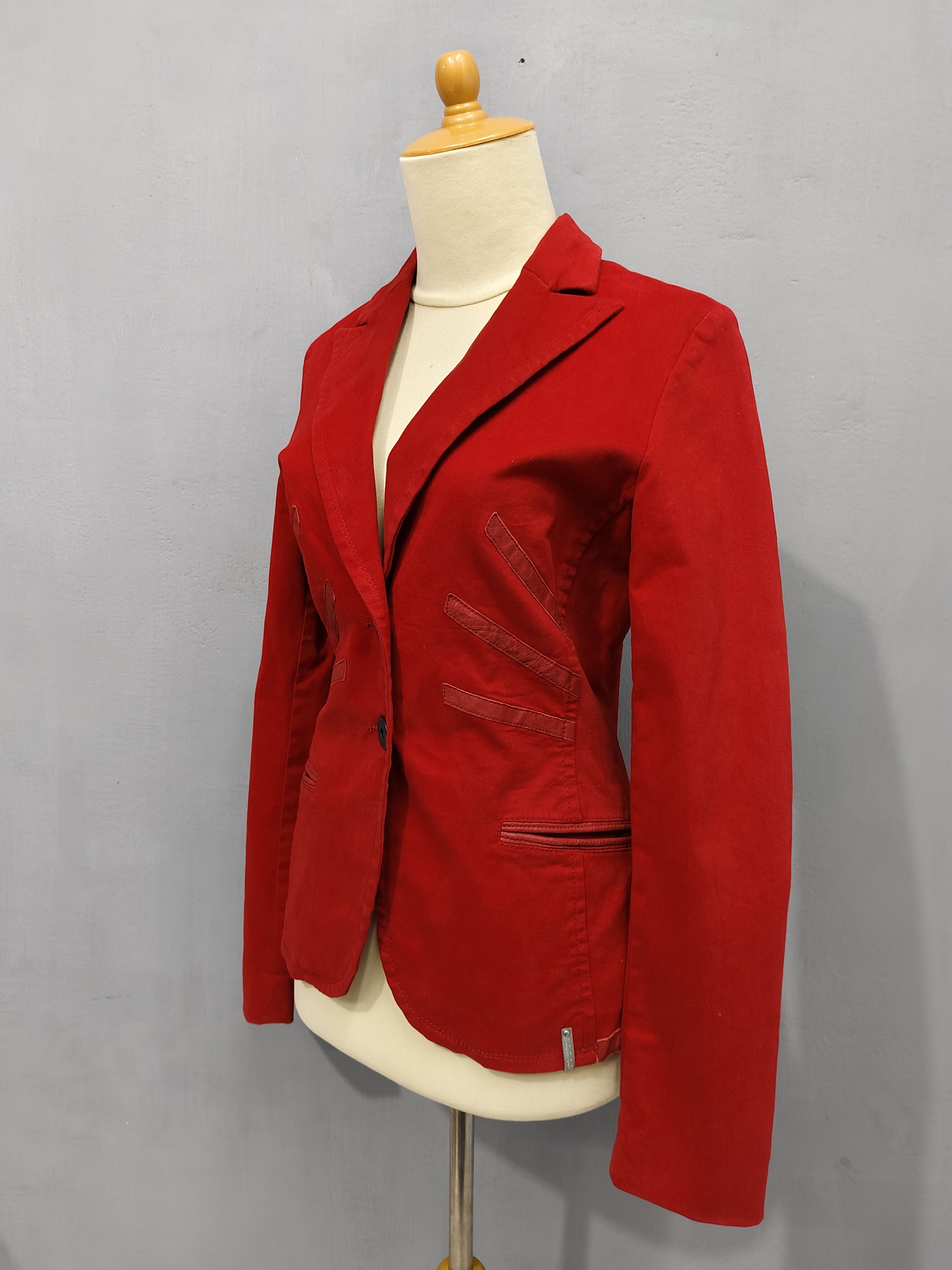Versace 00s Versace Sport Line Archive Tailored Leather Trim Blazer Size M / US 6-8 / IT 42-44 - 3 Thumbnail