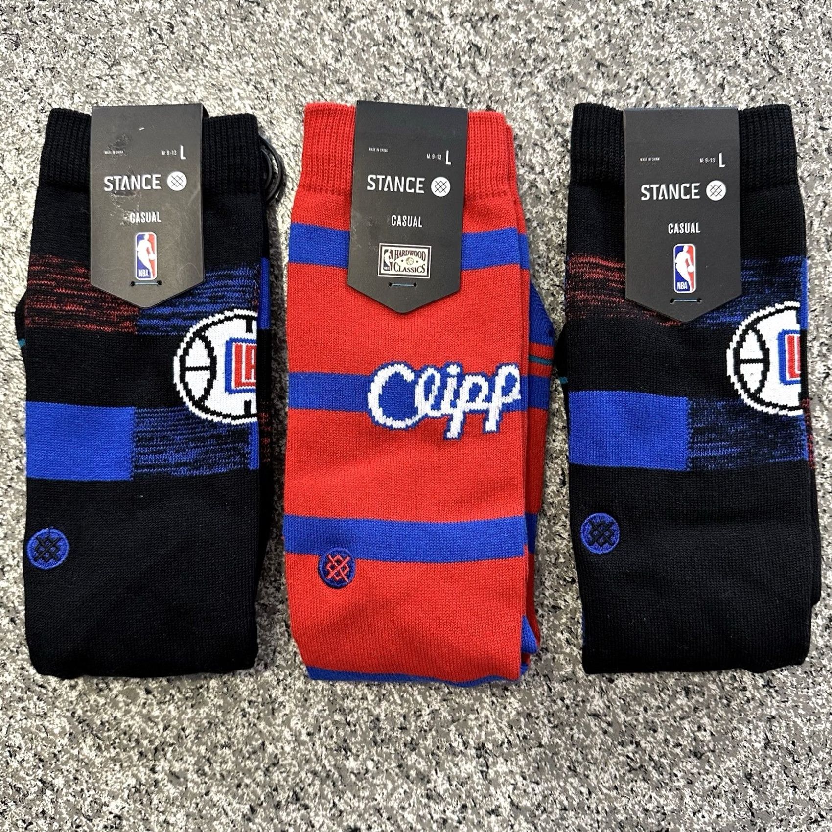 Vintage Stance Crew Socks Mens Large Size 9-13 Lot of 3 Pair LA Clippers Black Red Cushioned Crew Socks Size ONE SIZE - 2 Thumbnail