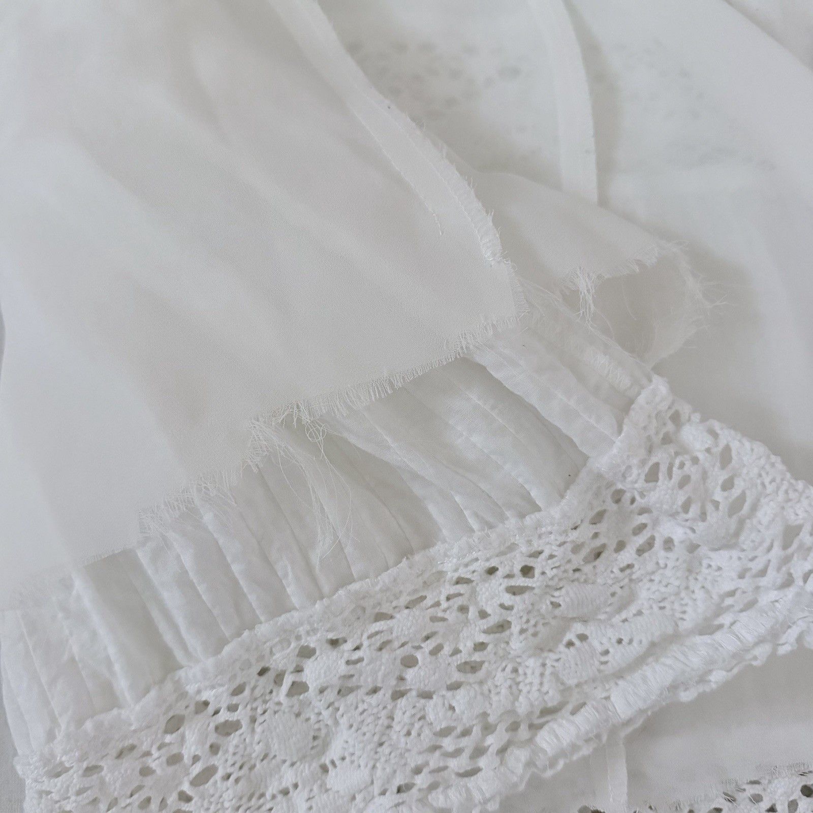 Rebecca Taylor Rebecca Taylor White Crochet Trim Textured Cotton Babydoll Size S / US 4 / IT 40 - 14 Thumbnail