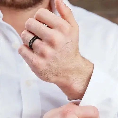 VIBE Tigrade 8mm Black Tungsten Rings 💍 Size ONE SIZE - 3 Thumbnail