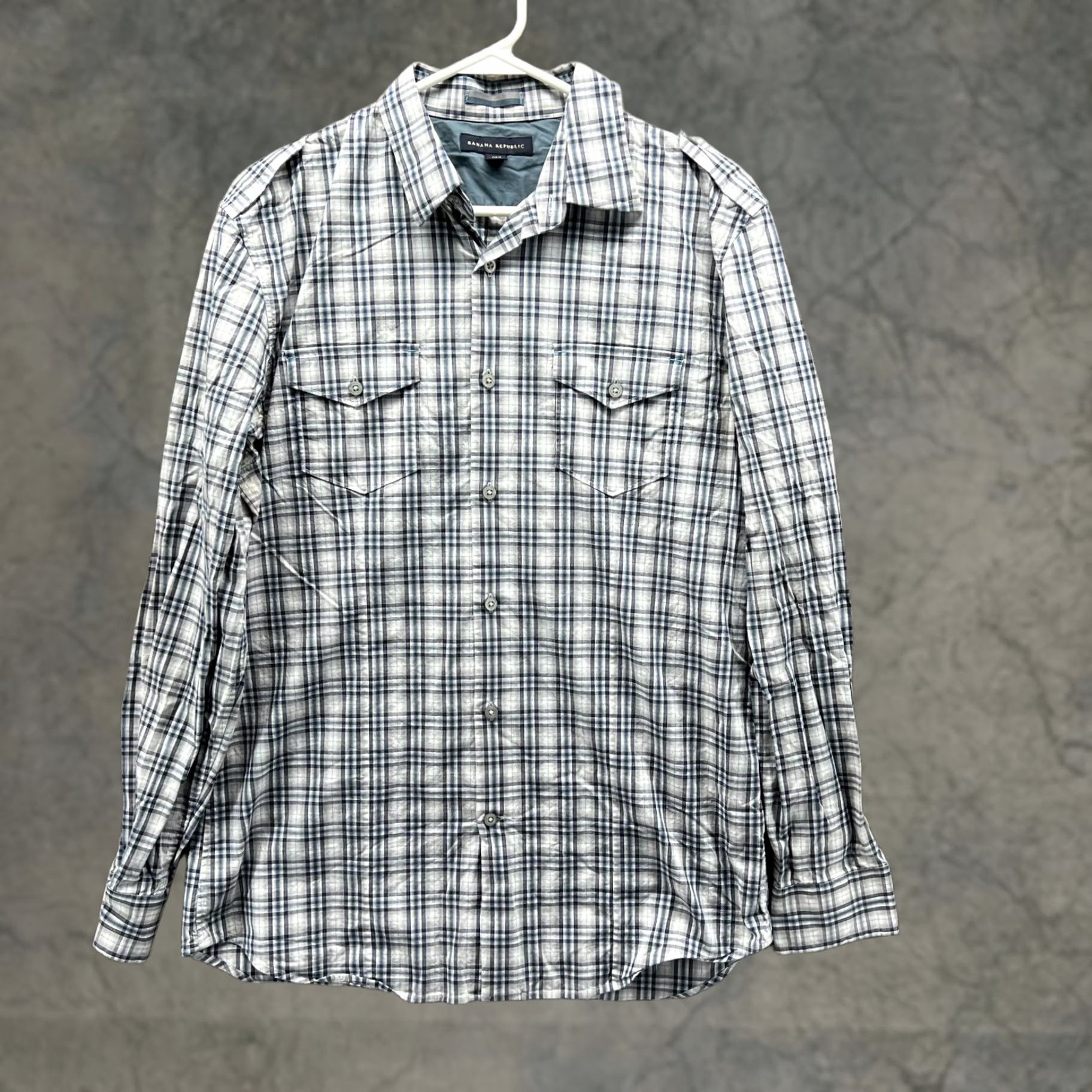 Banana Republic VINTAGE Banana Republic Shirt Men Medium White Blue Plaid Button-Down Cotton Casual Size US M / EU 48-50 / 2 - 1 Thumbnail
