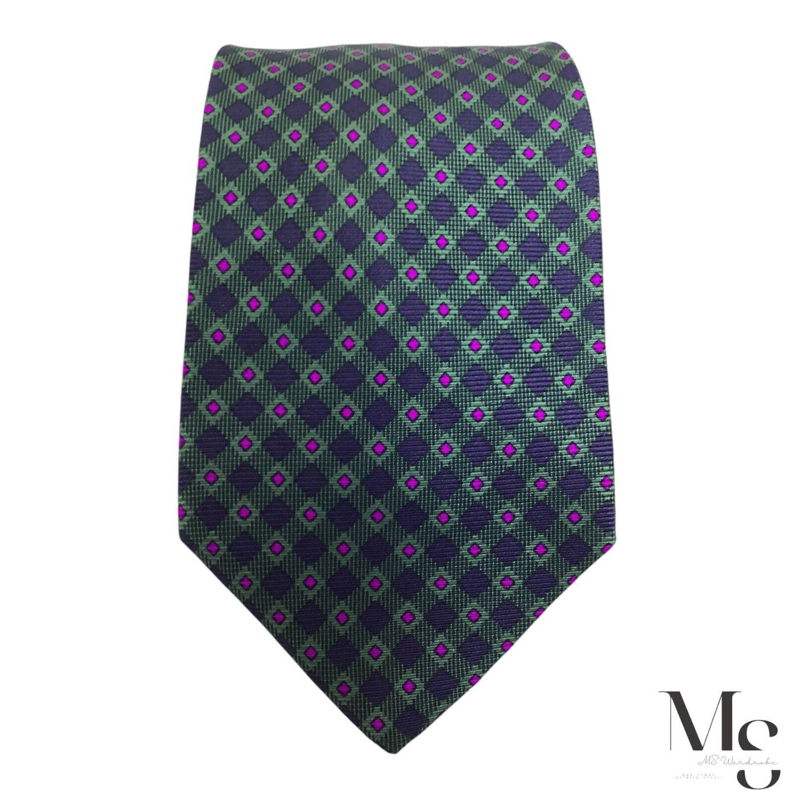 Stefano Ricci STEFANO RICCI XL Green Geometric Silk Tie Made In Italy W:4" Size ONE SIZE - 3 Thumbnail