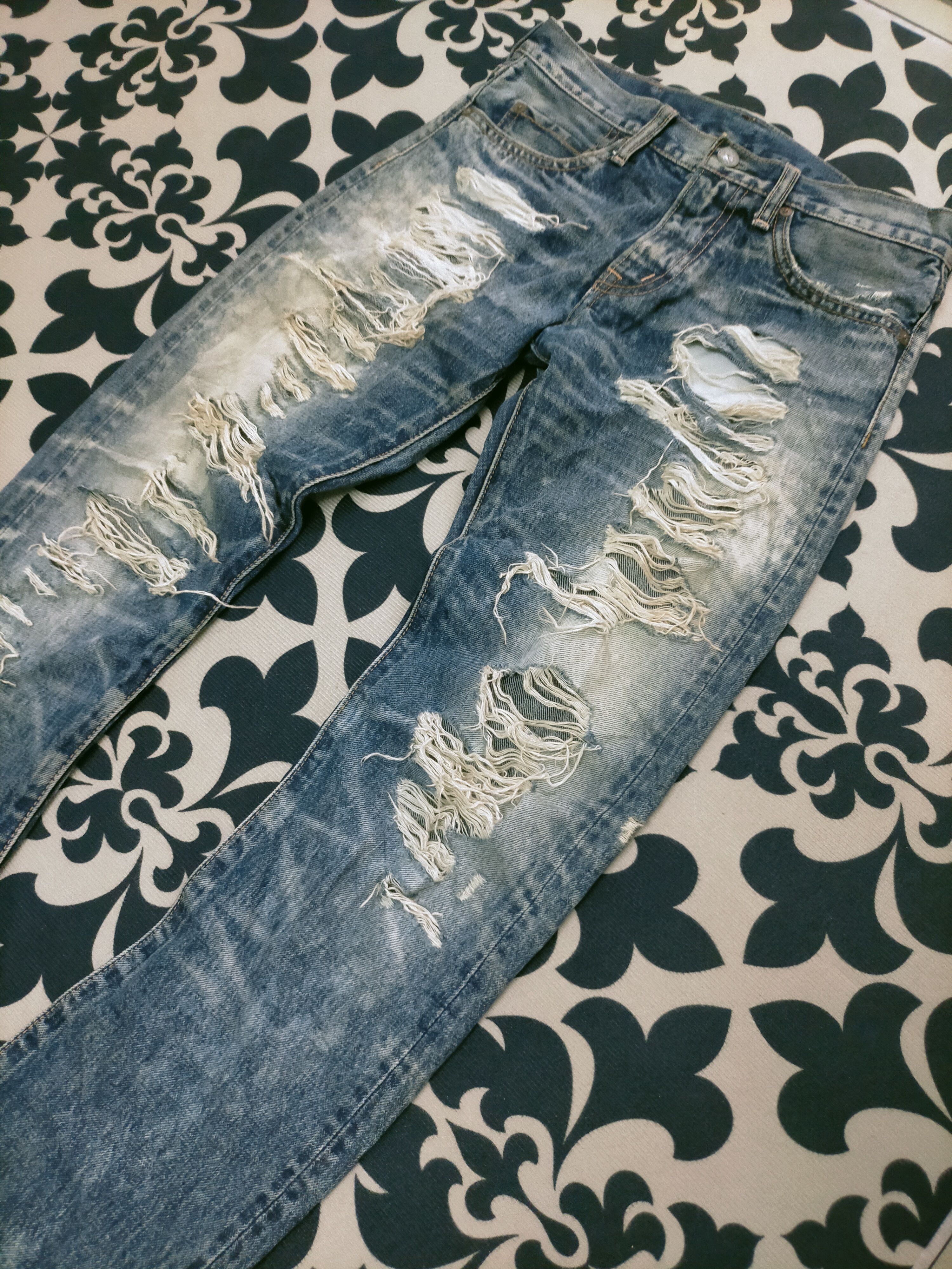 If Six Was Nine × Japanese Brand 🔥Insane🔥Rna Inch Kapital Style Distressed Denim Size US 28 / EU 44 - 5 Thumbnail