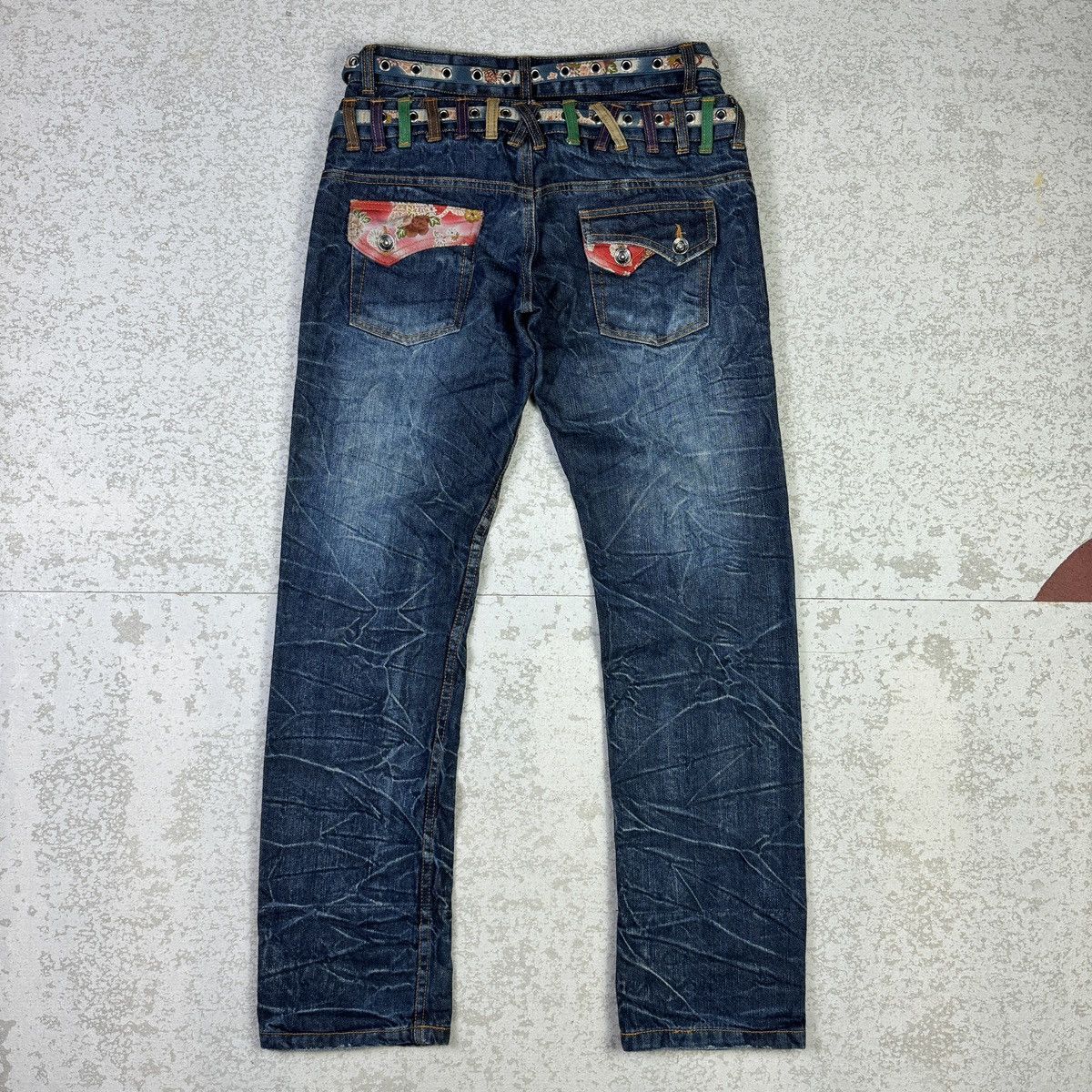 14th Addiction × If Six Was Nine × Japanese Brand Nylaus Distressed Double Waist Jeans Size US 30 / EU 46 - 7 Thumbnail