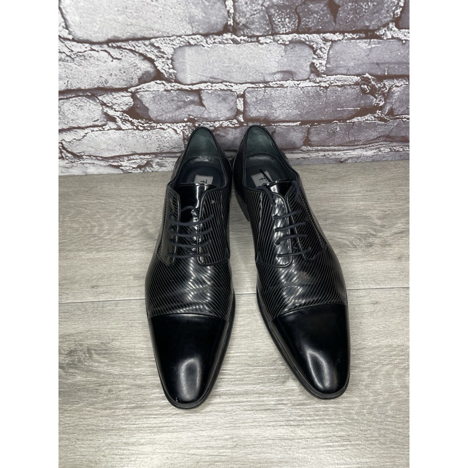 Other F. Crunell Vero Cuoio Black Leather Cap Toe Designer Dress S Size US 9 / EU 42 - 18 Thumbnail