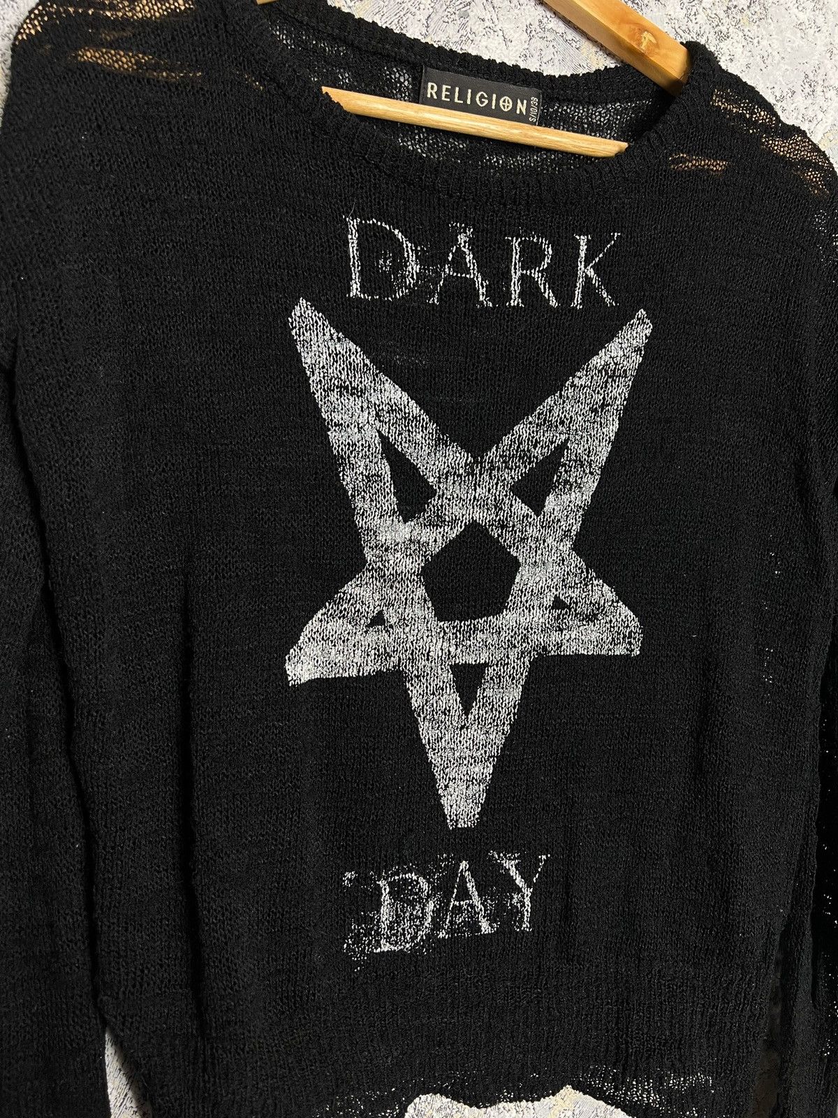 Vintage Religion Women’s Mesh Sweater Dark Day Logo Size 10 Blouse Size M / US 6-8 / IT 42-44 - 2 Thumbnail