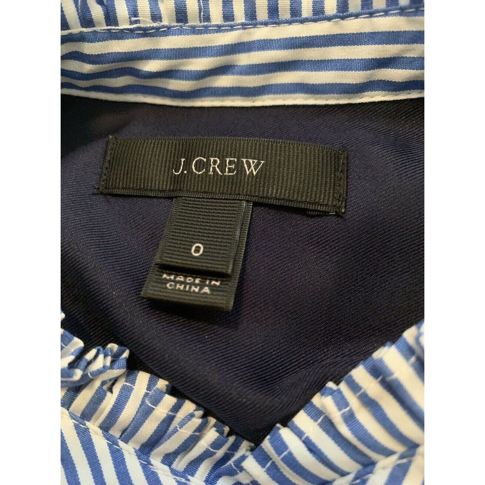 J.Crew J. Crew Blue White Pinstripe Ruffle Sleeveless Top Size 0 Size XS / US 0-2 / IT 36-38 - 3 Thumbnail