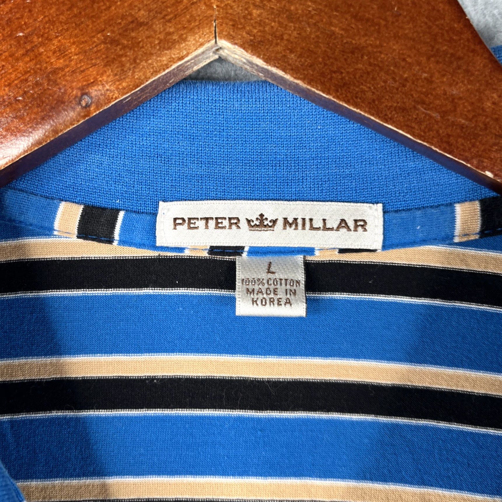 Peter Millar Peter Millar Polo Shirt Large Blue Striped Casual Preppy Lightweight Mens Size US L / EU 52-54 / 3 - 4 Thumbnail