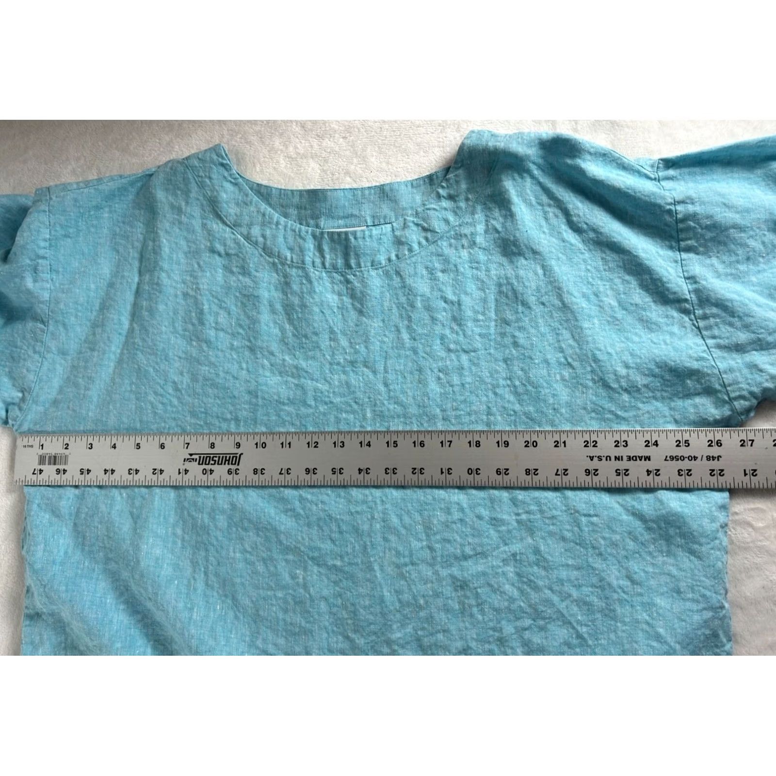 J. Jill J.Jill Linen Blue 3/4 Sleeve Top Petite Medium Lightweight Casual Shirt Womens Size M / US 6-8 / IT 42-44 - 6 Thumbnail
