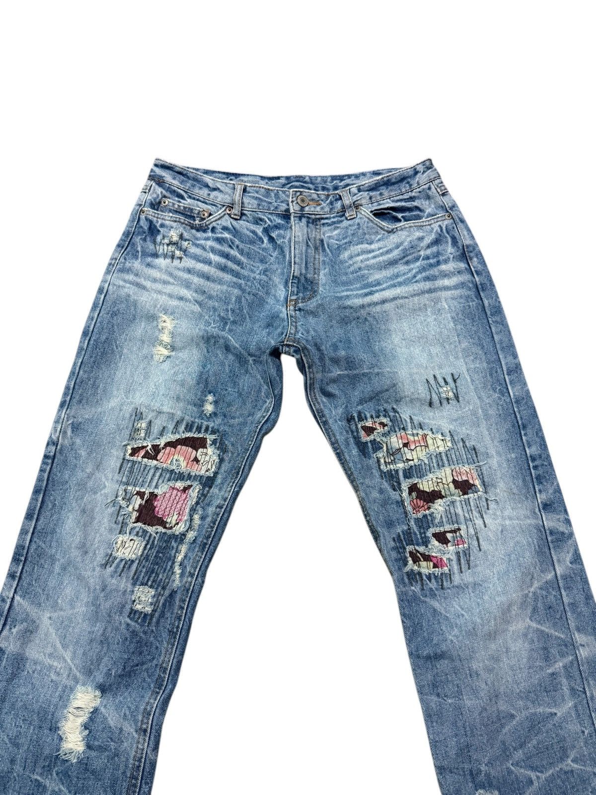 Japanese Brand × Vintage DISTRESSED PATCHWORK JEANS Size US 31 - 3 Thumbnail