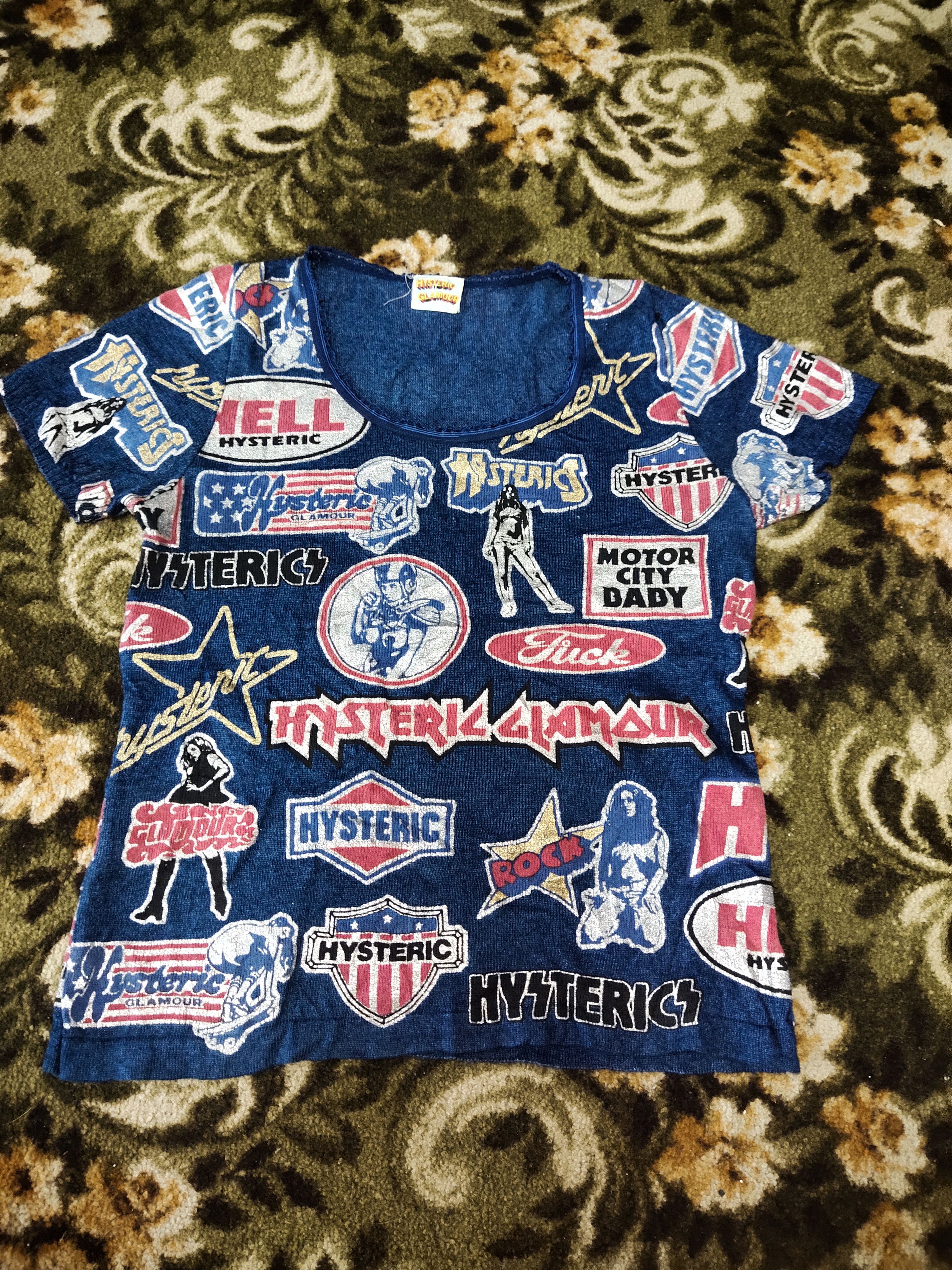 image of Hysteric Glamour Y2K Sexy Skateboard Girl Shirt in Blue, Women's (Size Small)